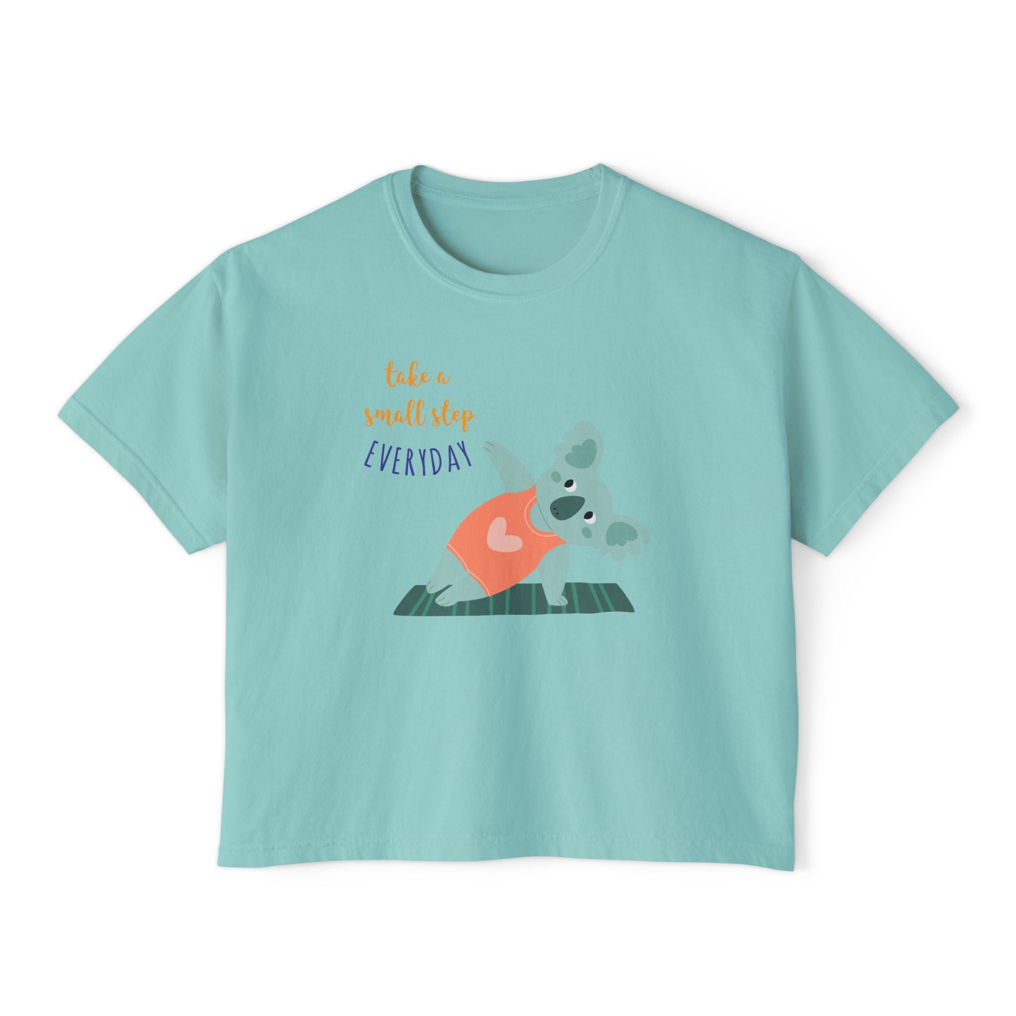 🧘‍♀️ Wear Your Peace. Motivational Women's Boxy Tee - Cute Koala Design, Relaxed Fit for Everyday Wear, Gift for Animal Lovers, Self - Care Message Premium Top - Metamorphosis Creations