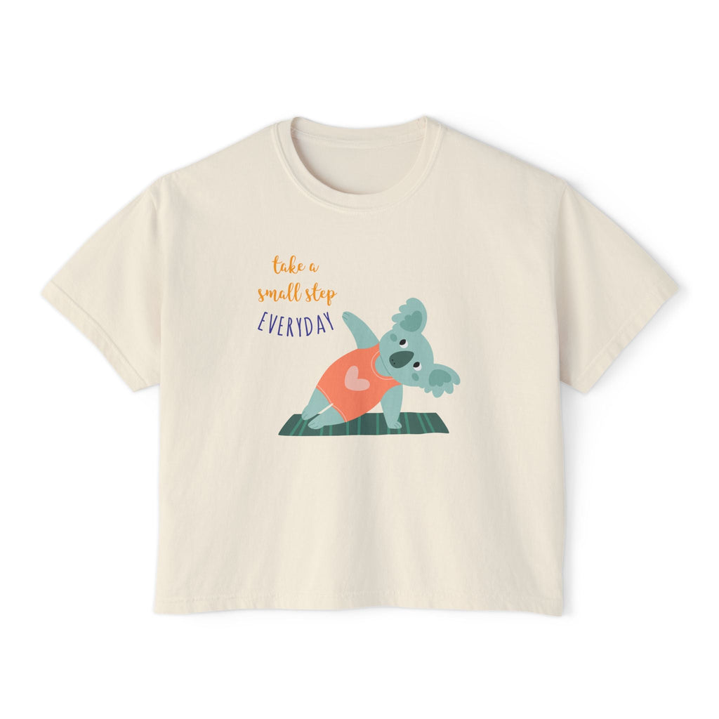 🧘‍♀️ Wear Your Peace. Motivational Women's Boxy Tee - Cute Koala Design, Relaxed Fit for Everyday Wear, Gift for Animal Lovers, Self - Care Message Premium Top - Metamorphosis Creations