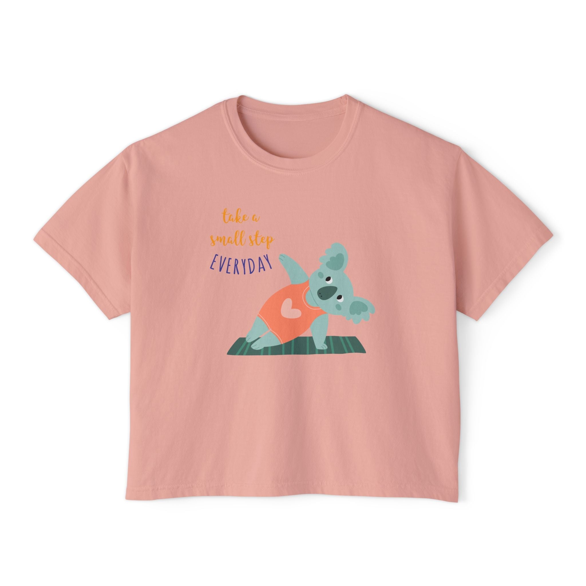 🧘‍♀️ Wear Your Peace. Motivational Women's Boxy Tee - Cute Koala Design, Relaxed Fit for Everyday Wear, Gift for Animal Lovers, Self - Care Message Premium Top - Metamorphosis Creations