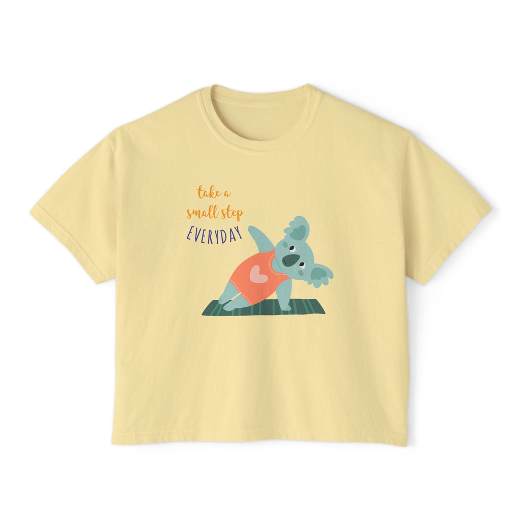 🧘‍♀️ Wear Your Peace. Motivational Women's Boxy Tee - Cute Koala Design, Relaxed Fit for Everyday Wear, Gift for Animal Lovers, Self - Care Message Premium Top - Metamorphosis Creations