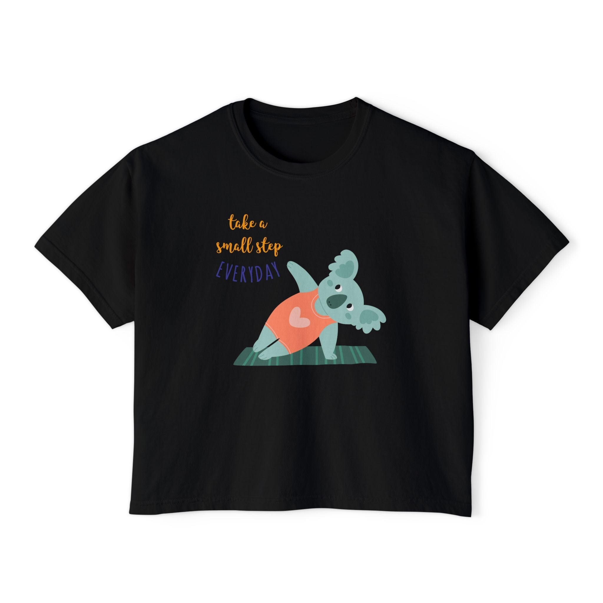 🧘‍♀️ Wear Your Peace. Motivational Women's Boxy Tee - Cute Koala Design, Relaxed Fit for Everyday Wear, Gift for Animal Lovers, Self - Care Message Premium Top - Metamorphosis Creations