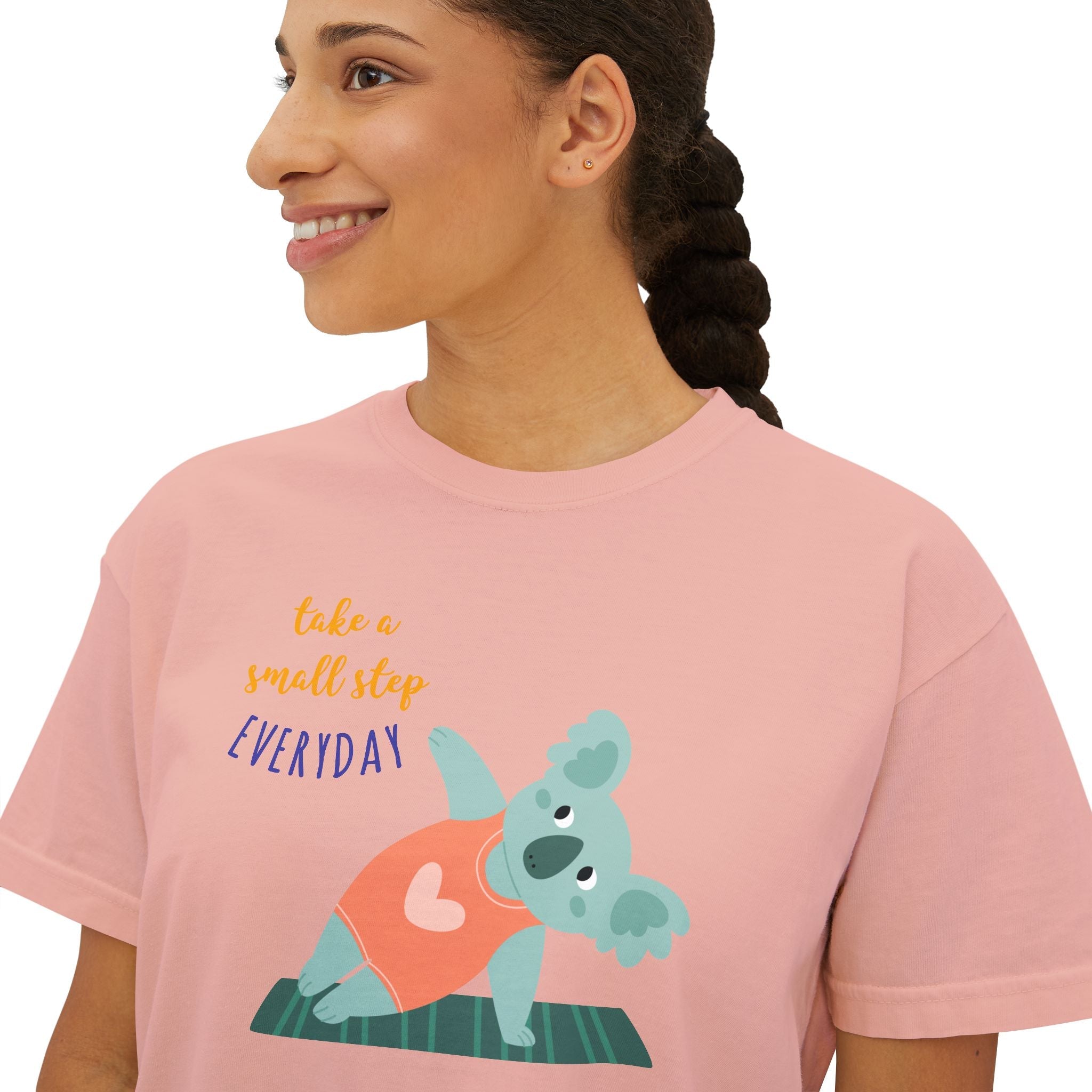🧘‍♀️ Wear Your Peace. Motivational Women's Boxy Tee - Cute Koala Design, Relaxed Fit for Everyday Wear, Gift for Animal Lovers, Self - Care Message Premium Top - Metamorphosis Creations