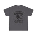 Witchy Humor Tee - Buckle Up Buttercup, Unisex Heavy Cotton Tee, Halloween Shirt, Casual Wear, Gift for Her, Funny T-Shirt - Metamorphosis Creations