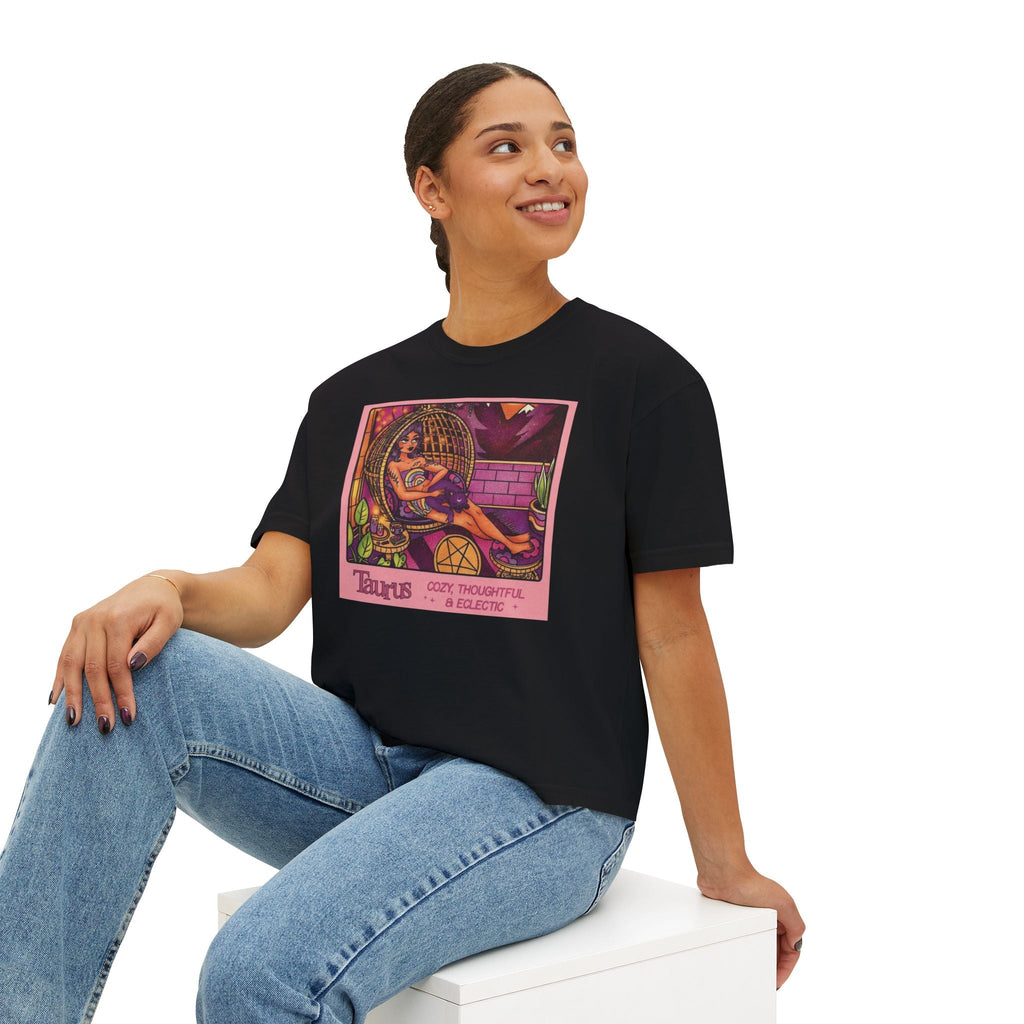 Witchy vibes Style Women's Boxy Tee with Retro Goddess Design, Casual Summer Top, Gift for Astrology Lovers, Unique Birthday Present, Trendy [...] - Metamorphosis Creations