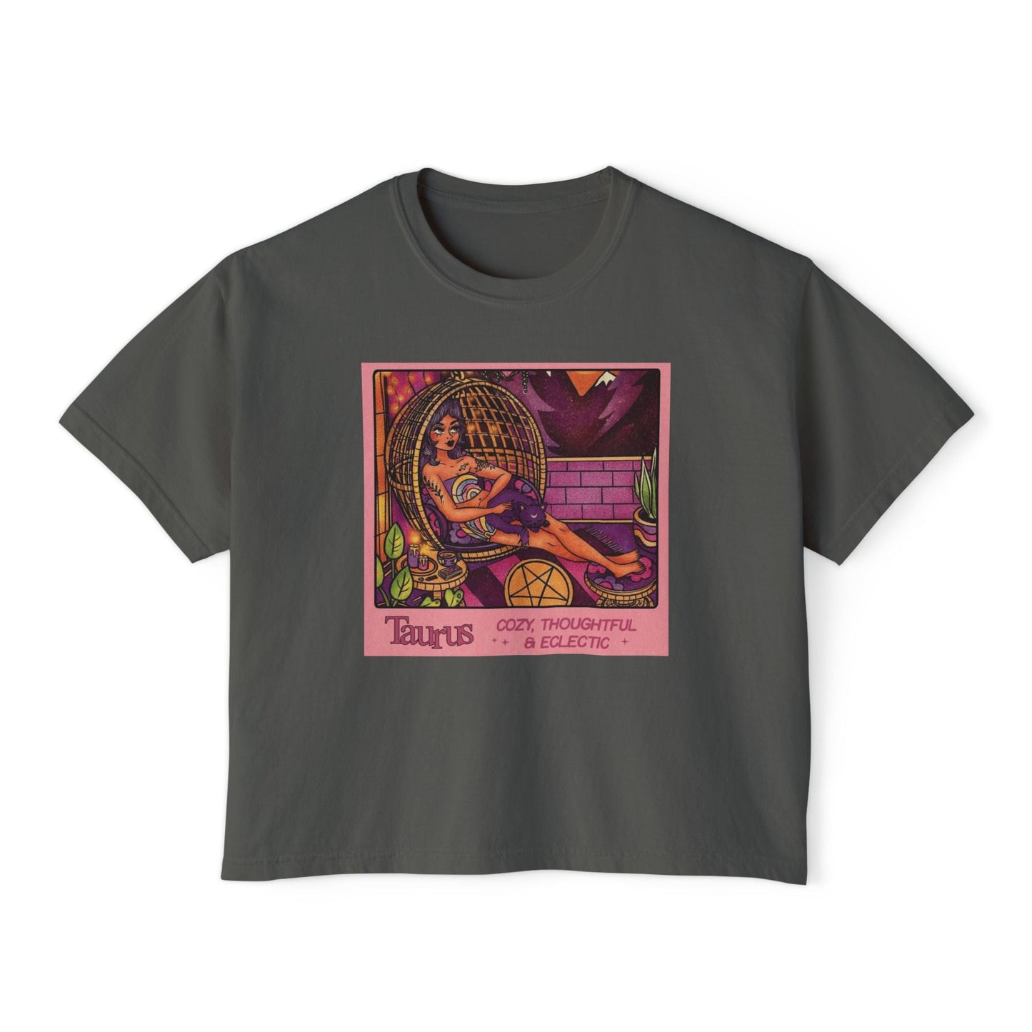 Witchy vibes Style Women's Boxy Tee with Retro Goddess Design, Casual Summer Top, Gift for Astrology Lovers, Unique Birthday Present, Trendy [...] - Metamorphosis Creations