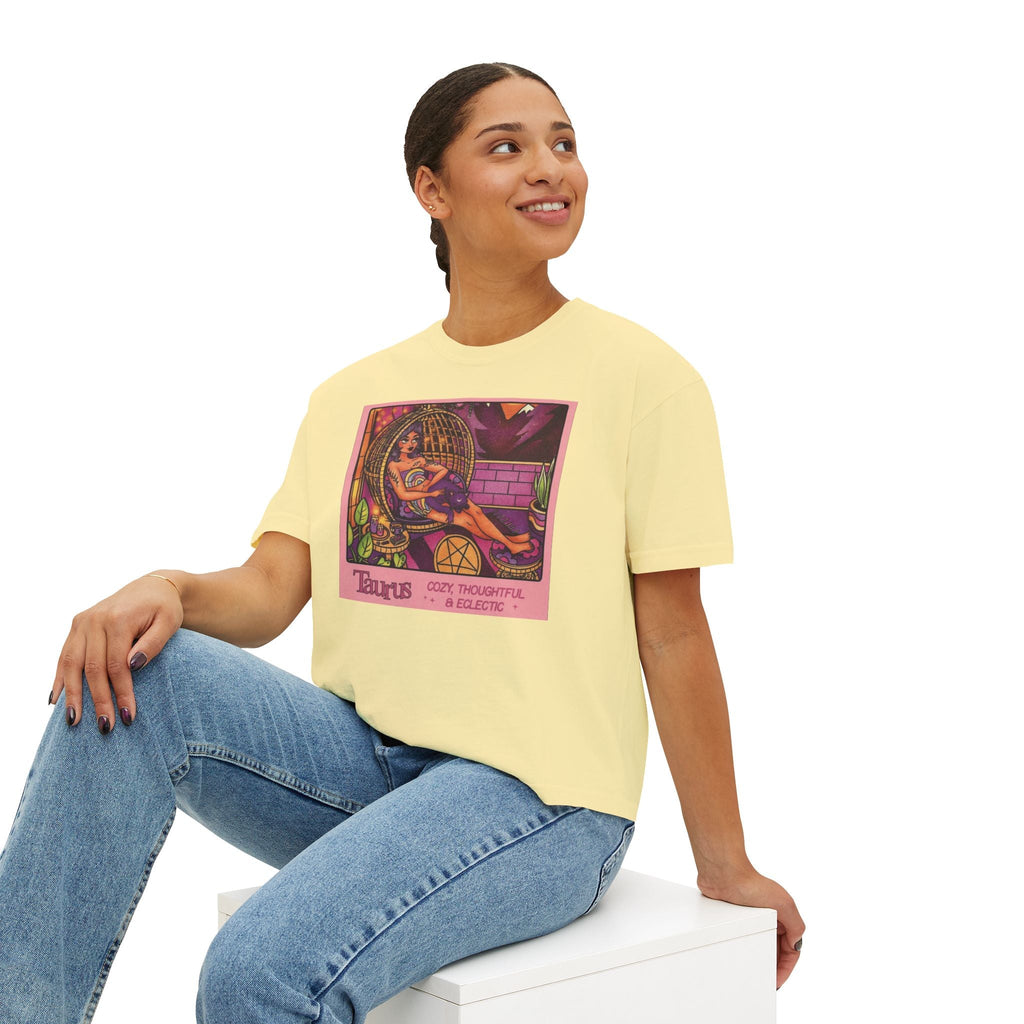 Witchy vibes Style Women's Boxy Tee with Retro Goddess Design, Casual Summer Top, Gift for Astrology Lovers, Unique Birthday Present, Trendy [...] - Metamorphosis Creations