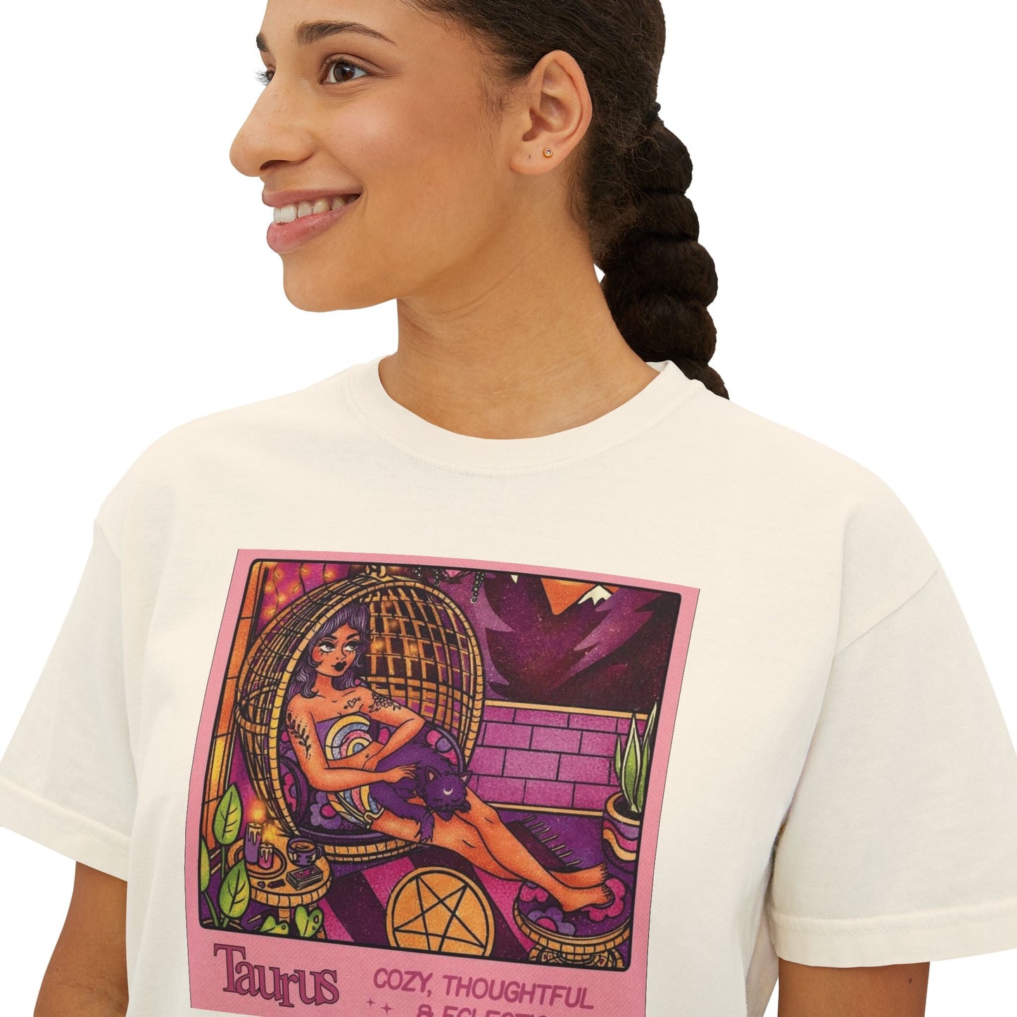 Witchy vibes Style Women's Boxy Tee with Retro Goddess Design, Casual Summer Top, Gift for Astrology Lovers, Unique Birthday Present, Trendy [...] - Metamorphosis Creations