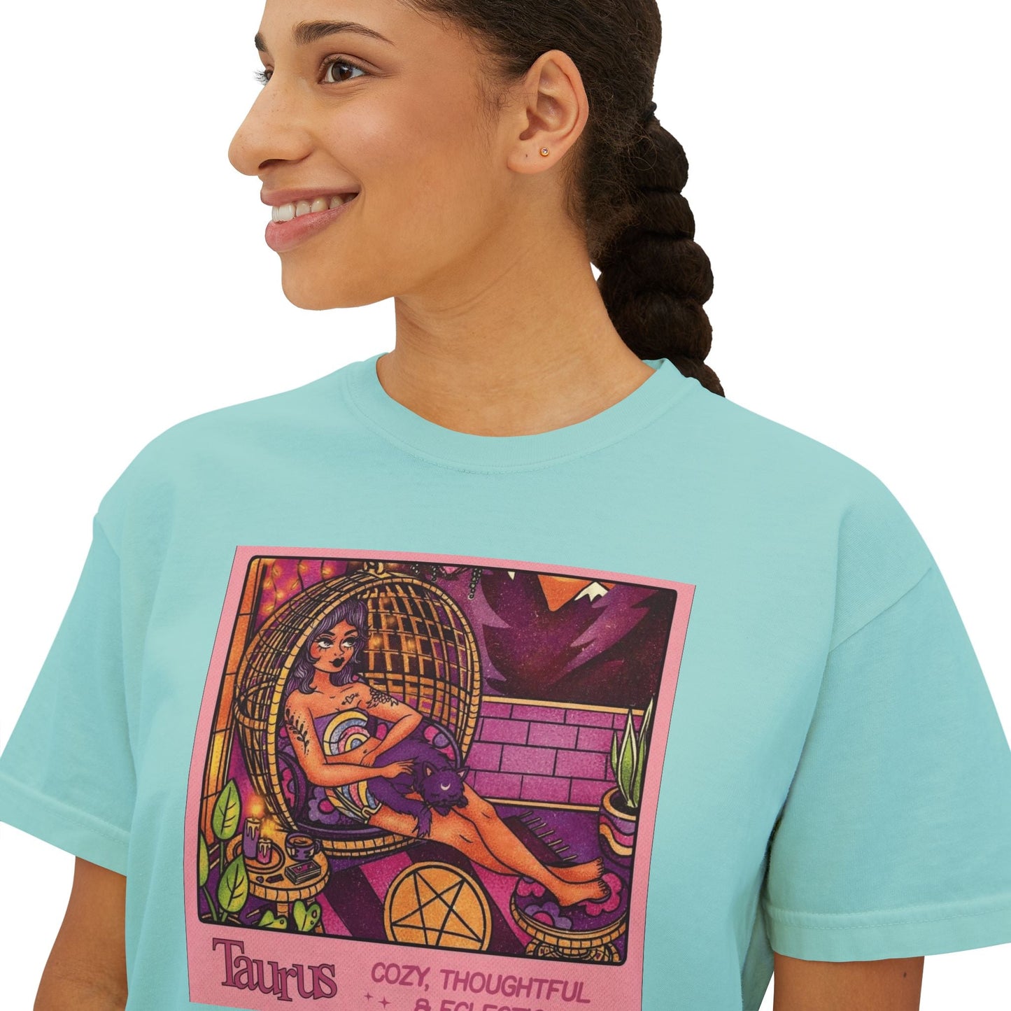 Witchy vibes Style Women's Boxy Tee with Retro Goddess Design, Casual Summer Top, Gift for Astrology Lovers, Unique Birthday Present, Trendy [...] - Metamorphosis Creations
