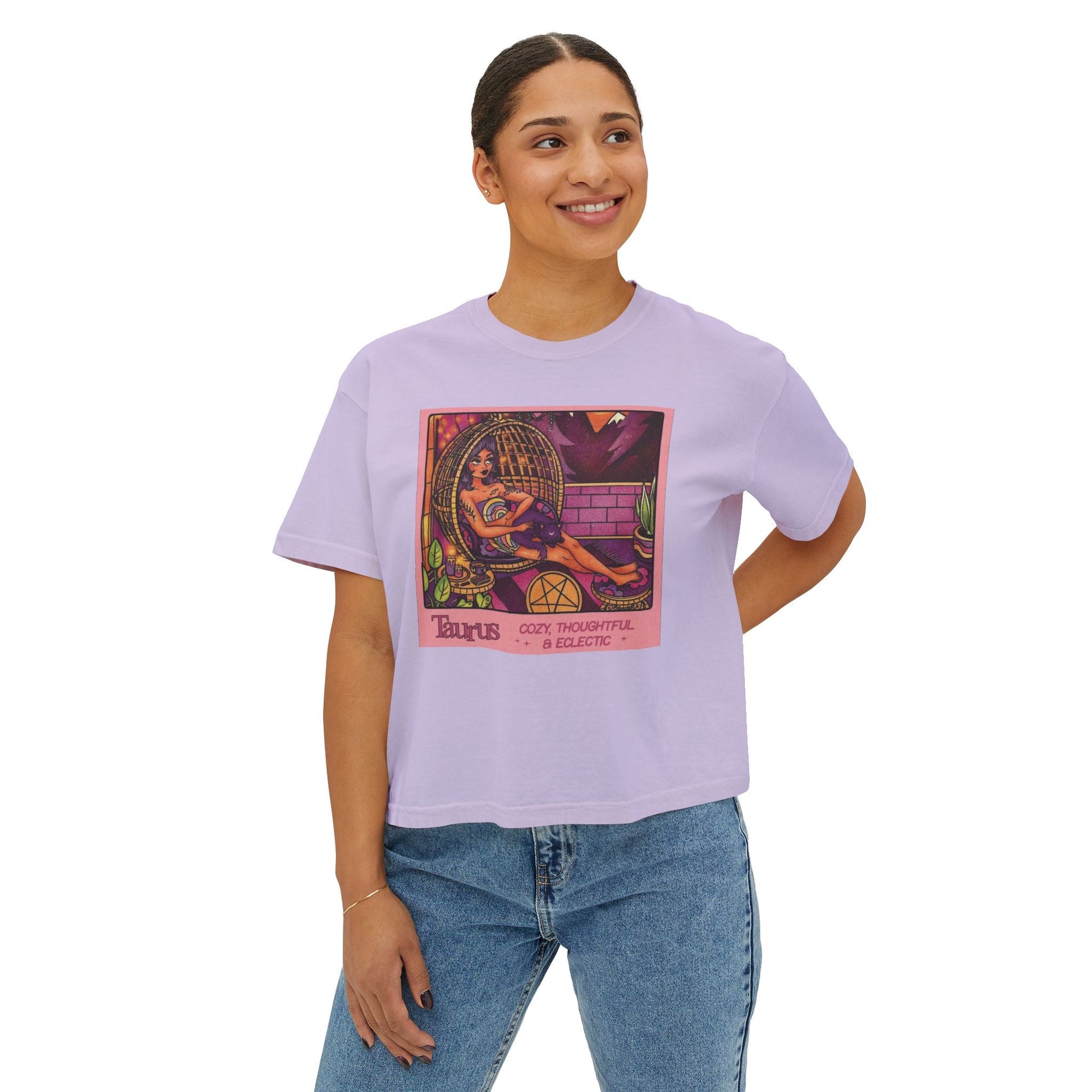 Witchy vibes Style Women's Boxy Tee with Retro Goddess Design, Casual Summer Top, Gift for Astrology Lovers, Unique Birthday Present, Trendy [...] - Metamorphosis Creations