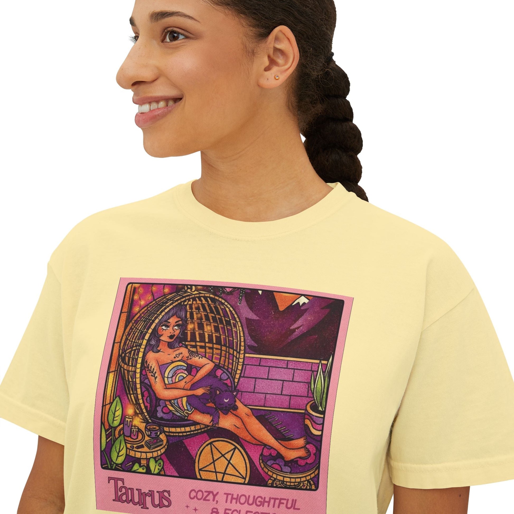 Witchy vibes Style Women's Boxy Tee with Retro Goddess Design, Casual Summer Top, Gift for Astrology Lovers, Unique Birthday Present, Trendy [...] - Metamorphosis Creations