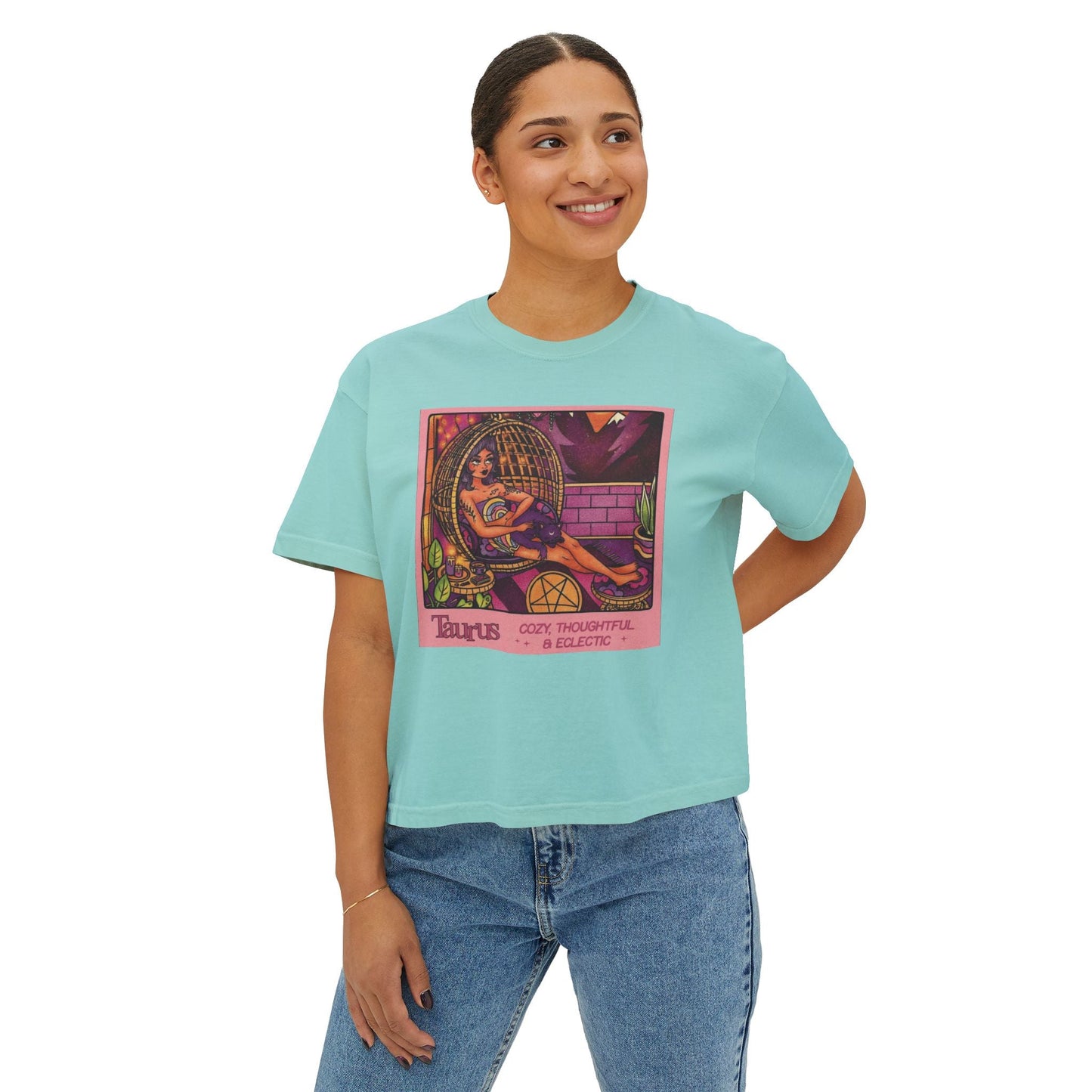 Witchy vibes Style Women's Boxy Tee with Retro Goddess Design, Casual Summer Top, Gift for Astrology Lovers, Unique Birthday Present, Trendy [...] - Metamorphosis Creations