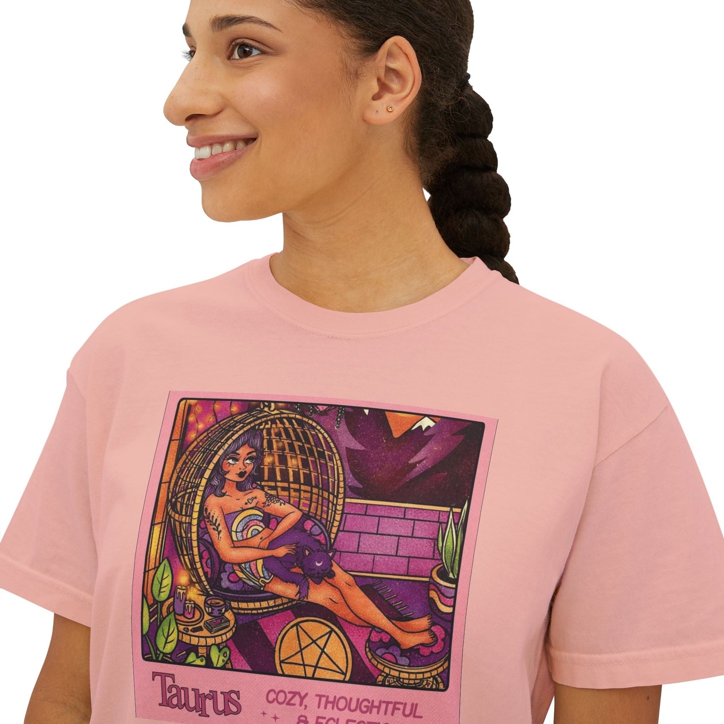 Witchy vibes Style Women's Boxy Tee with Retro Goddess Design, Casual Summer Top, Gift for Astrology Lovers, Unique Birthday Present, Trendy [...] - Metamorphosis Creations