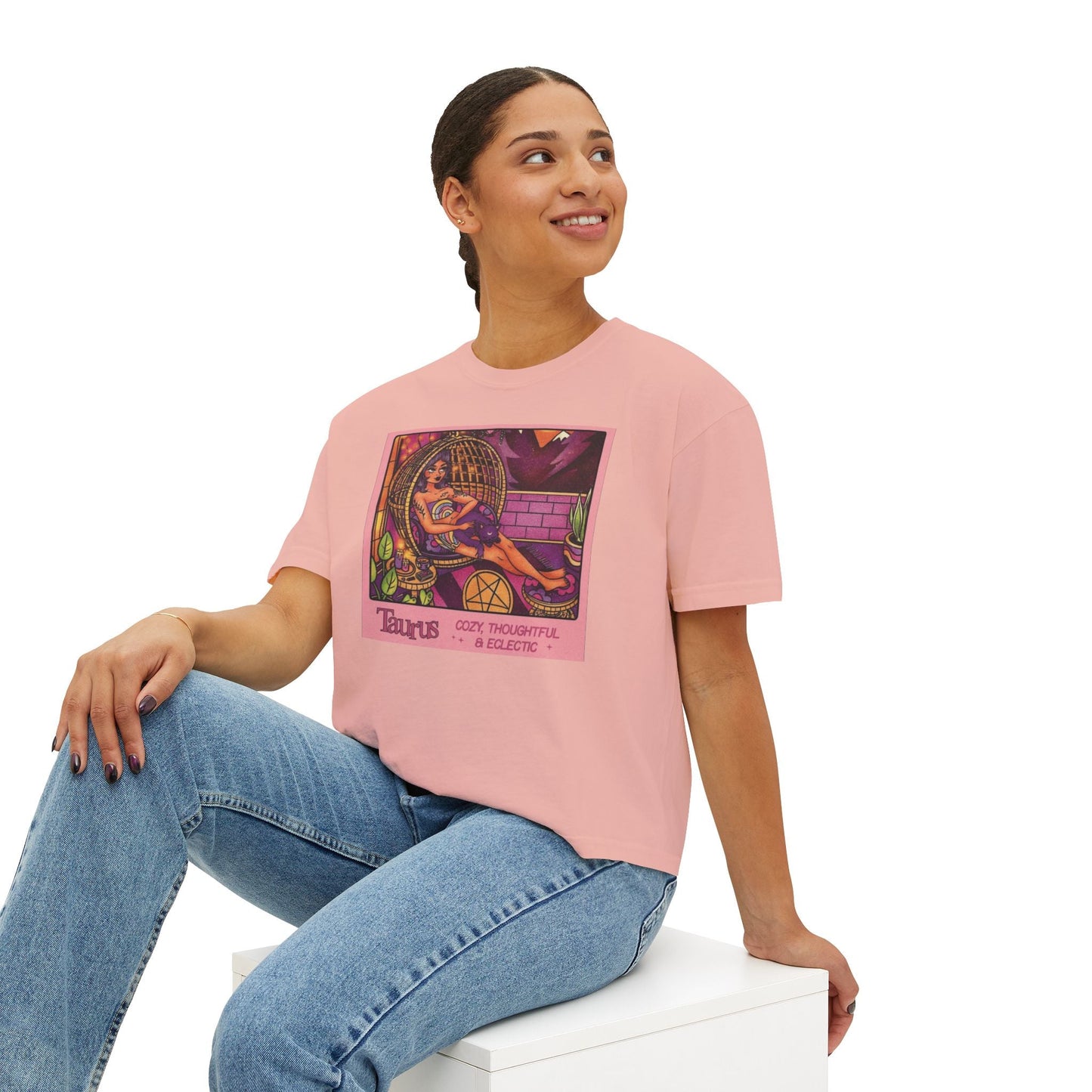 Witchy vibes Style Women's Boxy Tee with Retro Goddess Design, Casual Summer Top, Gift for Astrology Lovers, Unique Birthday Present, Trendy [...] - Metamorphosis Creations