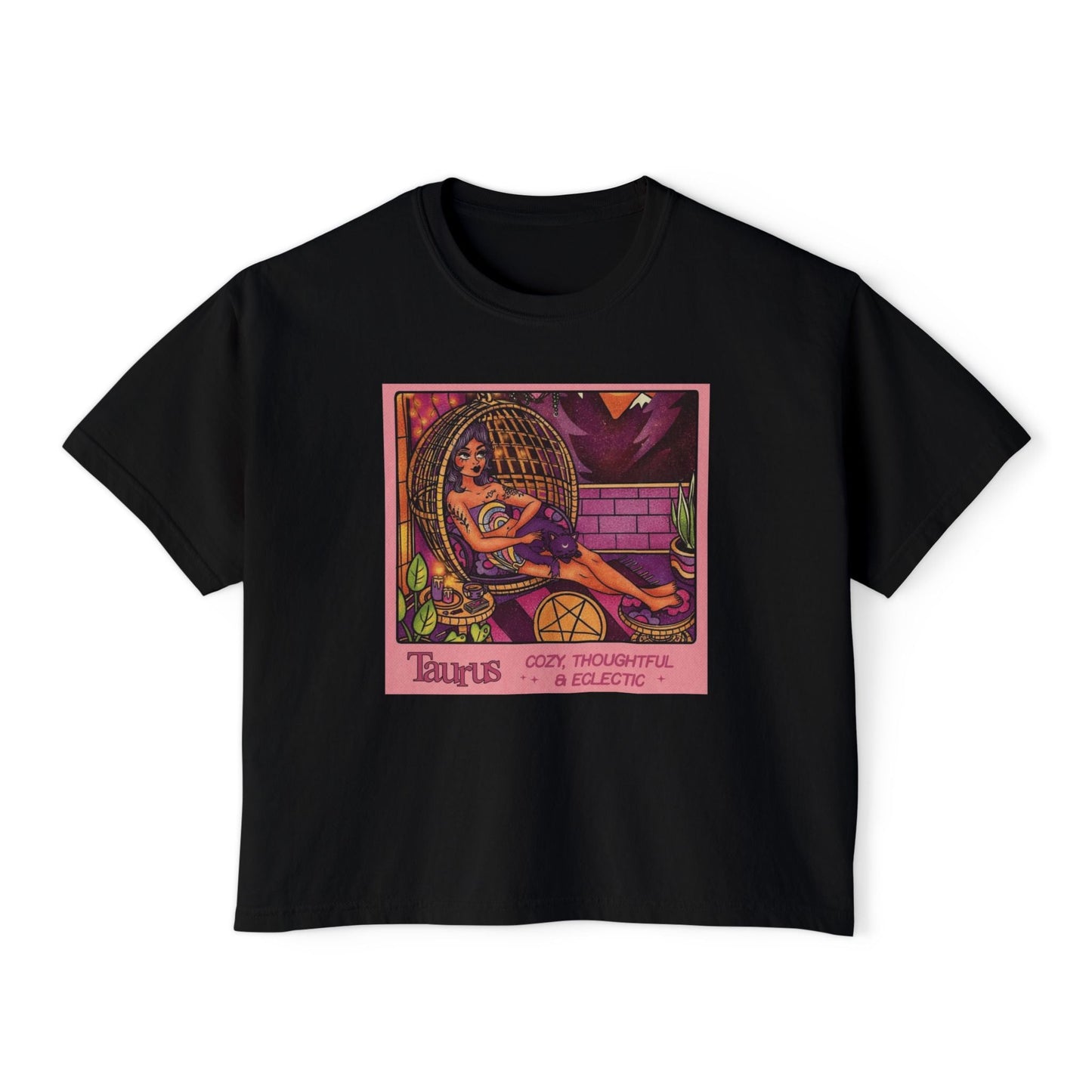 Witchy vibes Style Women's Boxy Tee with Retro Goddess Design, Casual Summer Top, Gift for Astrology Lovers, Unique Birthday Present, Trendy [...] - Metamorphosis Creations