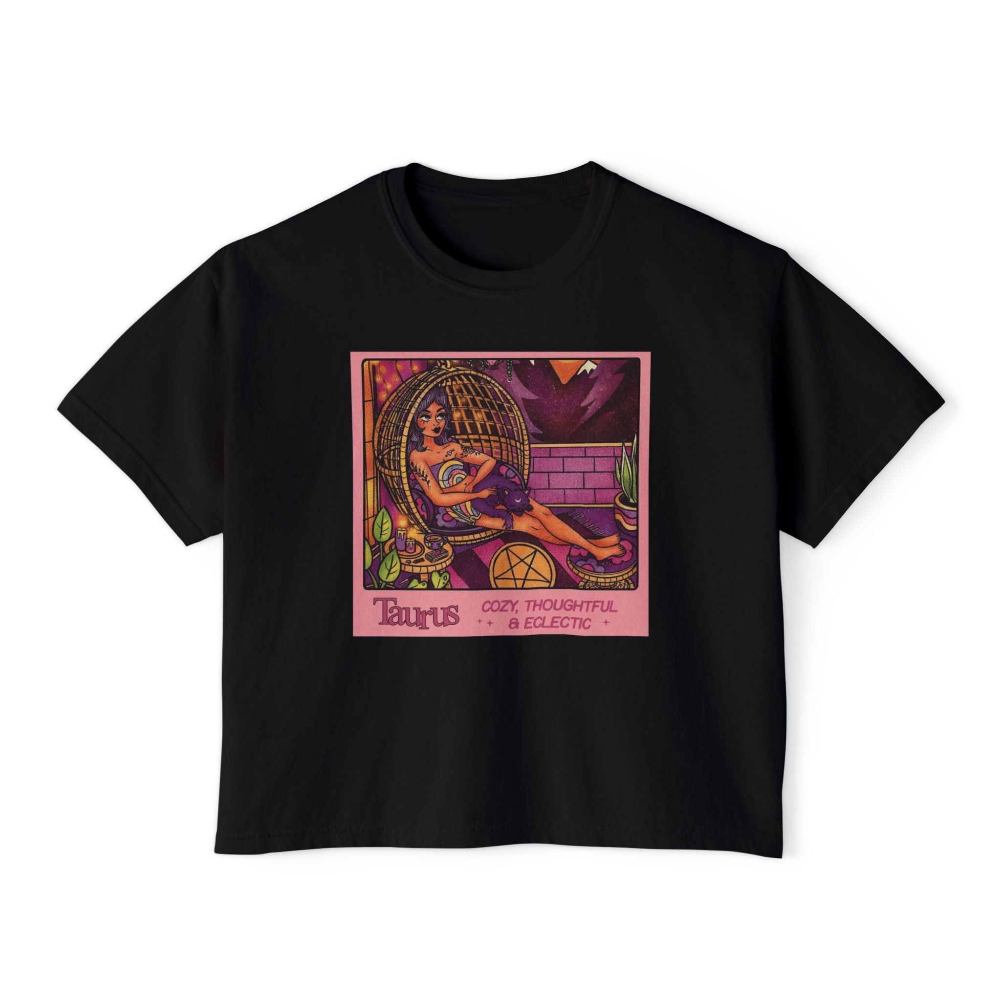 Witchy vibes Style Women's Boxy Tee with Retro Goddess Design, Casual Summer Top, Gift for Astrology Lovers, Unique Birthday Present, Trendy [...] - Metamorphosis Creations