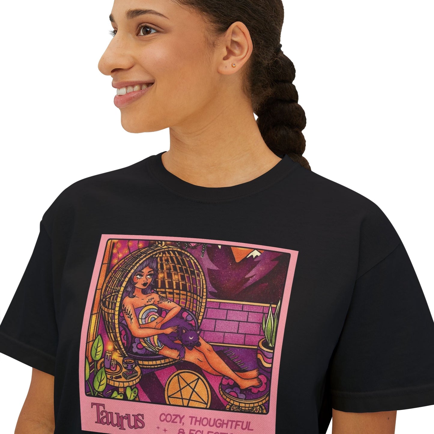 Witchy vibes Style Women's Boxy Tee with Retro Goddess Design, Casual Summer Top, Gift for Astrology Lovers, Unique Birthday Present, Trendy [...] - Metamorphosis Creations