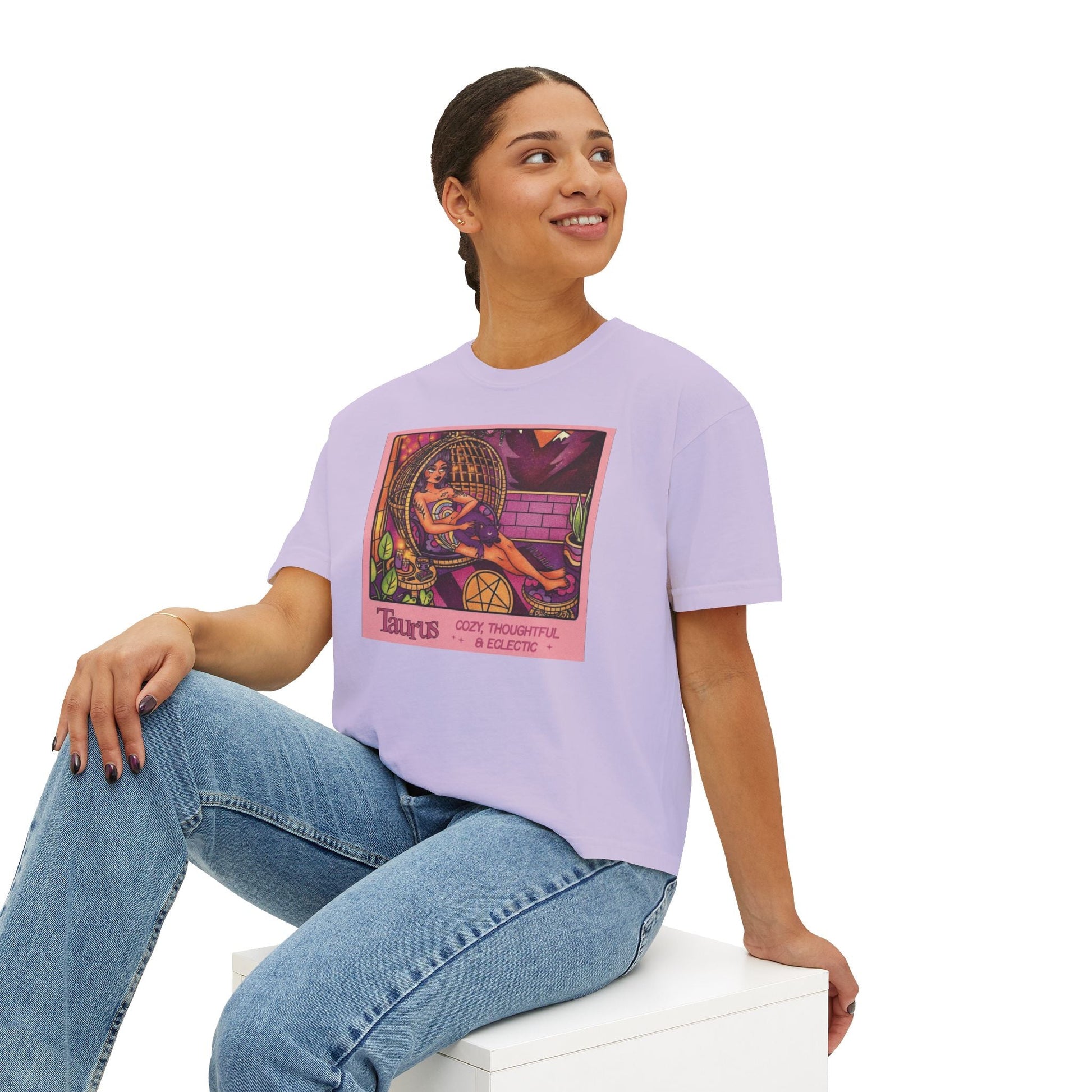 Witchy vibes Style Women's Boxy Tee with Retro Goddess Design, Casual Summer Top, Gift for Astrology Lovers, Unique Birthday Present, Trendy [...] - Metamorphosis Creations