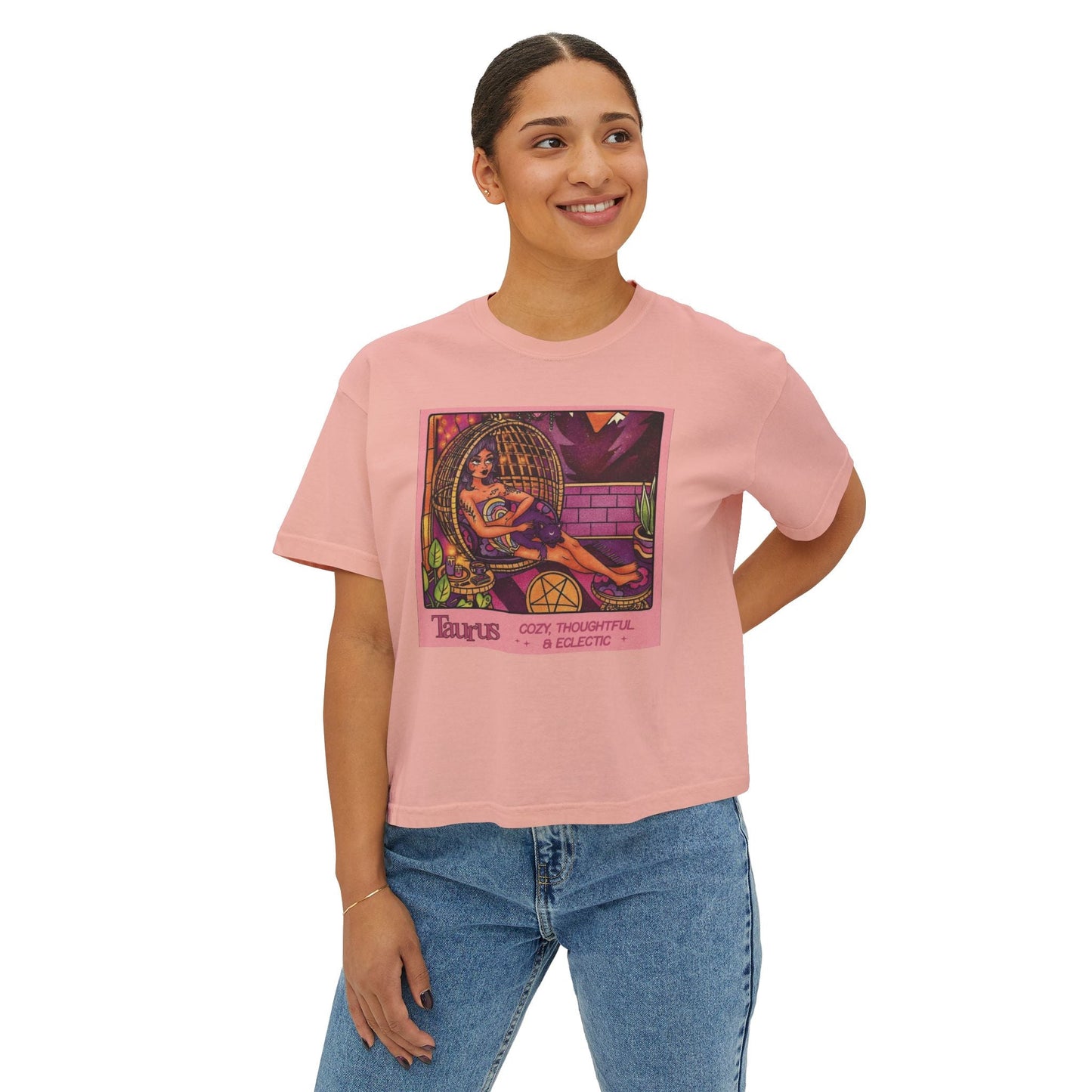 Witchy vibes Style Women's Boxy Tee with Retro Goddess Design, Casual Summer Top, Gift for Astrology Lovers, Unique Birthday Present, Trendy [...] - Metamorphosis Creations