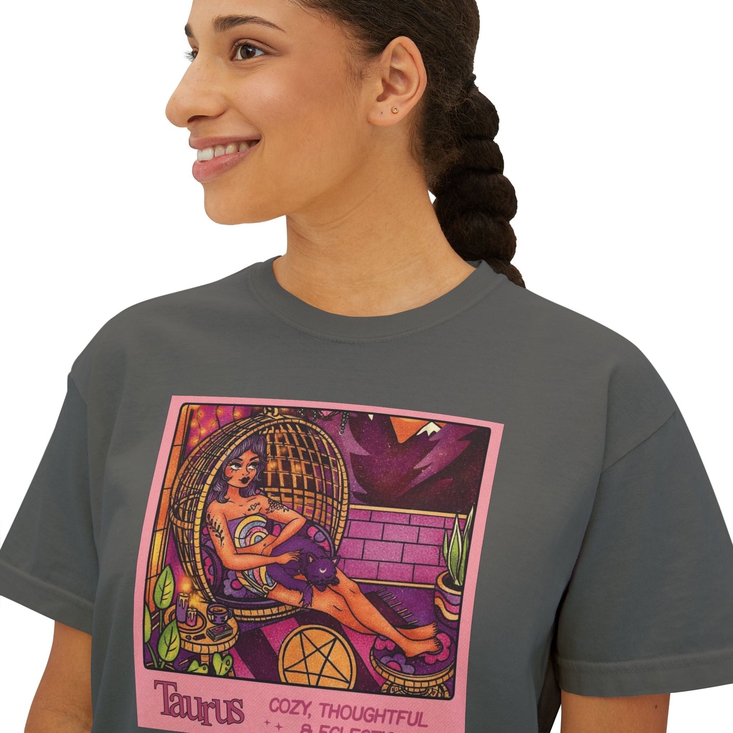 Witchy vibes Style Women's Boxy Tee with Retro Goddess Design, Casual Summer Top, Gift for Astrology Lovers, Unique Birthday Present, Trendy [...] - Metamorphosis Creations