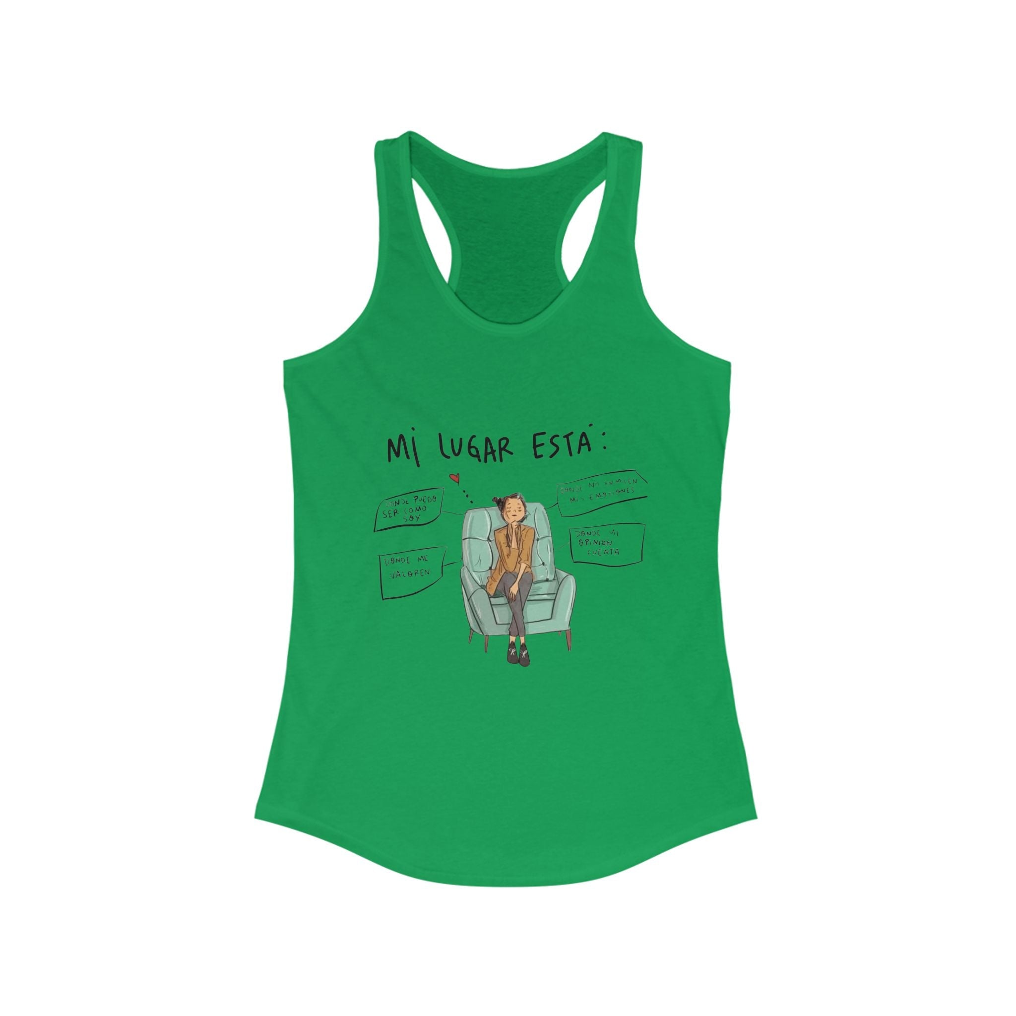 Women's Ideal Racerback Tank with Trendy Illustration, Ideal for Summer, Fitness, Casual Wear, Gifts, Everyday Style - Metamorphosis Creations