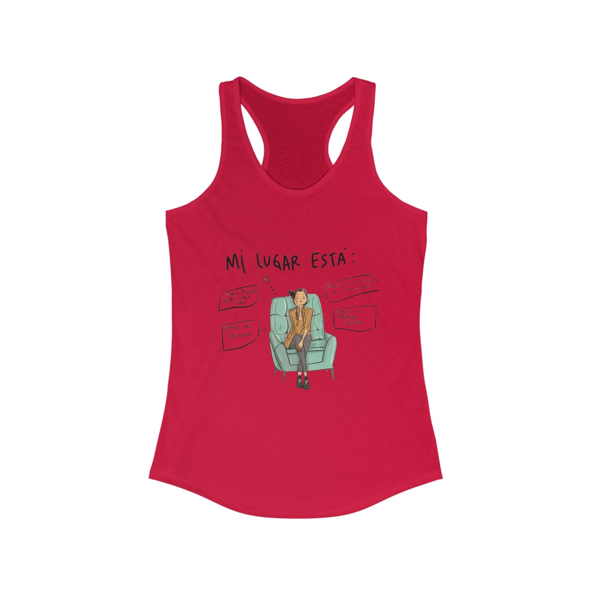 Women's Ideal Racerback Tank with Trendy Illustration, Ideal for Summer, Fitness, Casual Wear, Gifts, Everyday Style - Metamorphosis Creations