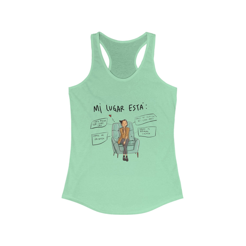 Women's Ideal Racerback Tank with Trendy Illustration, Ideal for Summer, Fitness, Casual Wear, Gifts, Everyday Style - Metamorphosis Creations