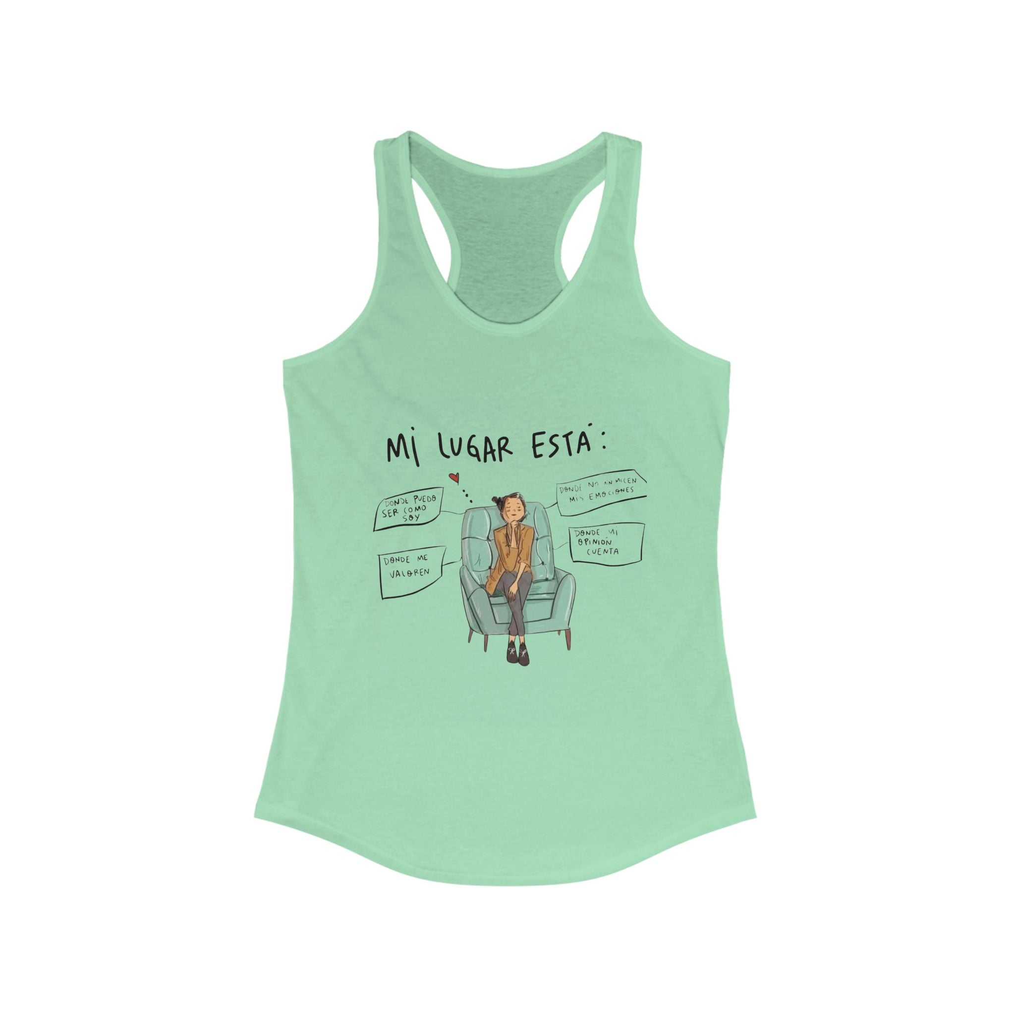 Women's Ideal Racerback Tank with Trendy Illustration, Ideal for Summer, Fitness, Casual Wear, Gifts, Everyday Style - Metamorphosis Creations