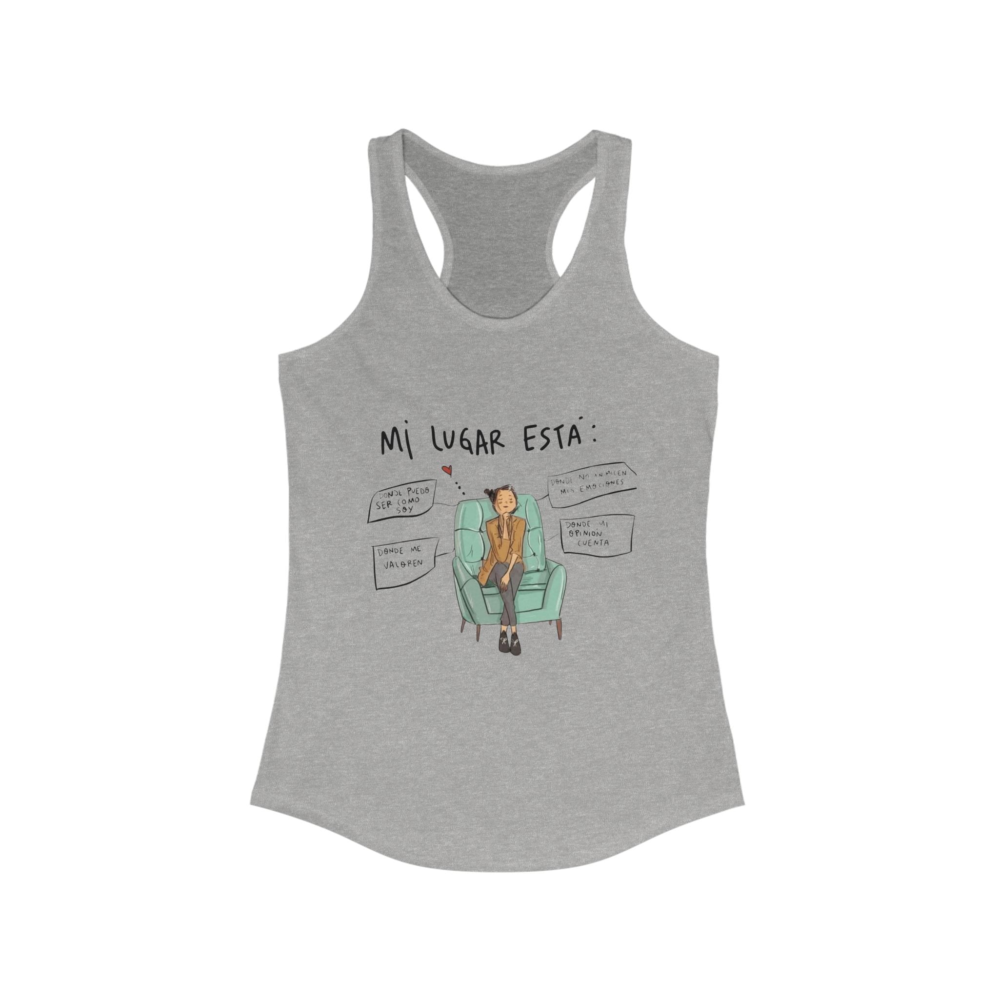 Women's Ideal Racerback Tank with Trendy Illustration, Ideal for Summer, Fitness, Casual Wear, Gifts, Everyday Style - Metamorphosis Creations