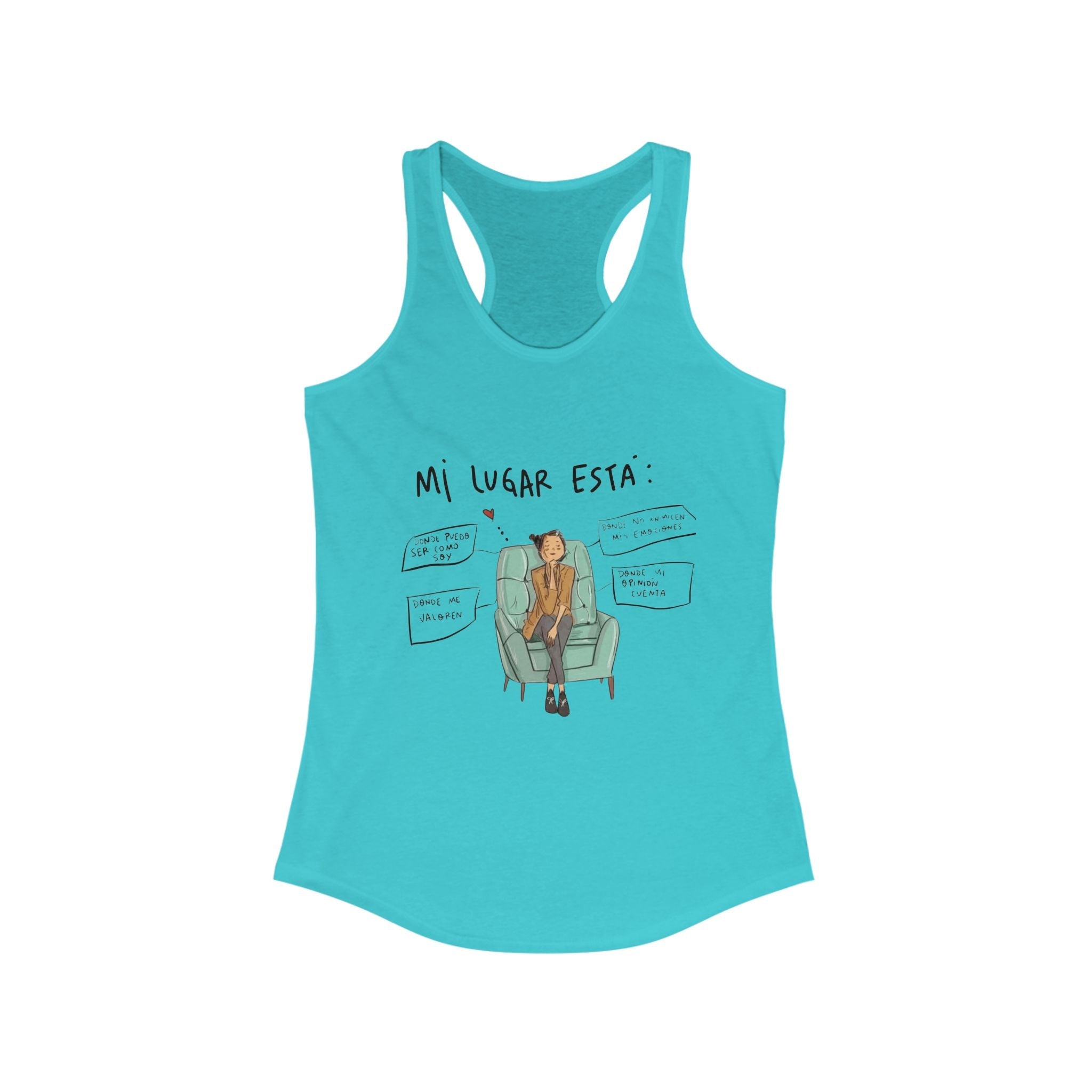 Women's Ideal Racerback Tank with Trendy Illustration, Ideal for Summer, Fitness, Casual Wear, Gifts, Everyday Style - Metamorphosis Creations