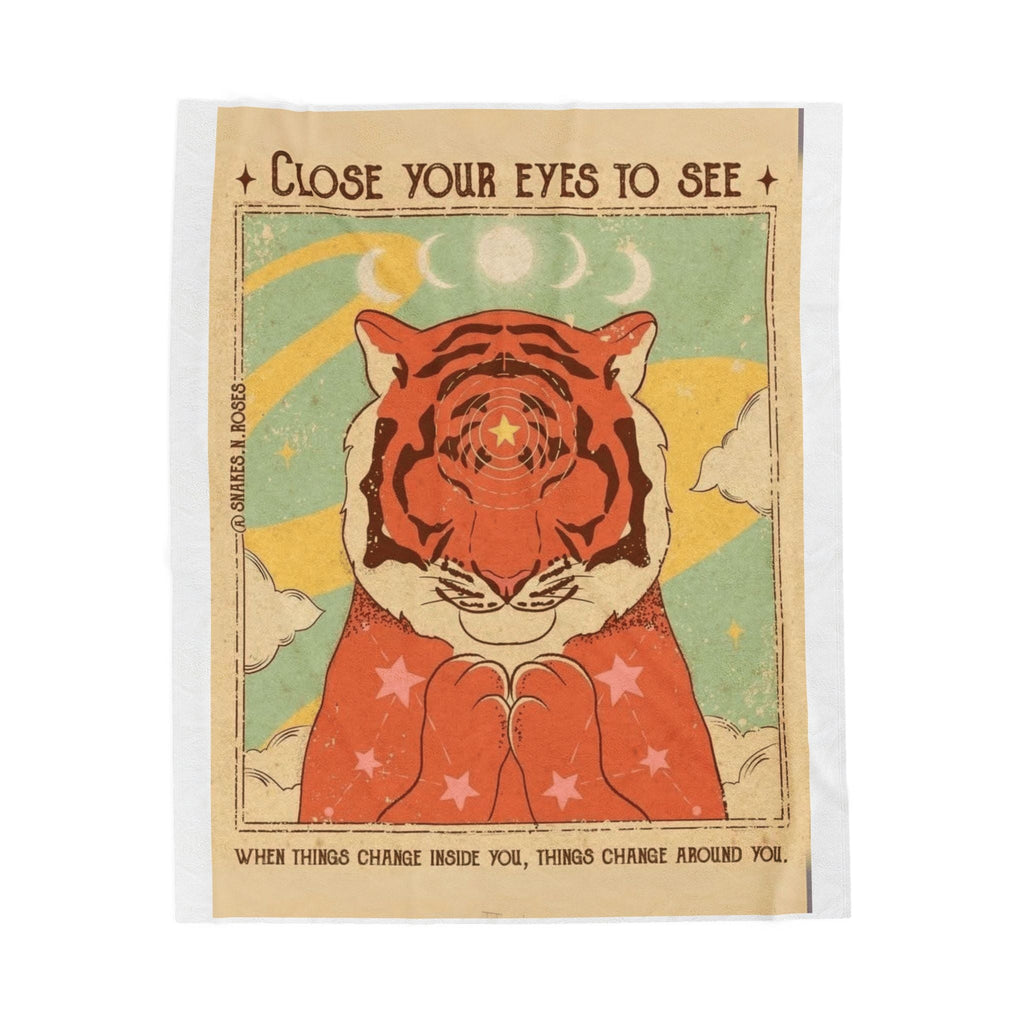Wrap Your Soul in Comfort & Intention Tiger Dreams Inspirational Velveteen Plush Blanket, Cozy Throw for Meditation, Dreamy Gift for Yoga Lovers, Home Decor, Unique Gift Idea - Metamorphosis Creations