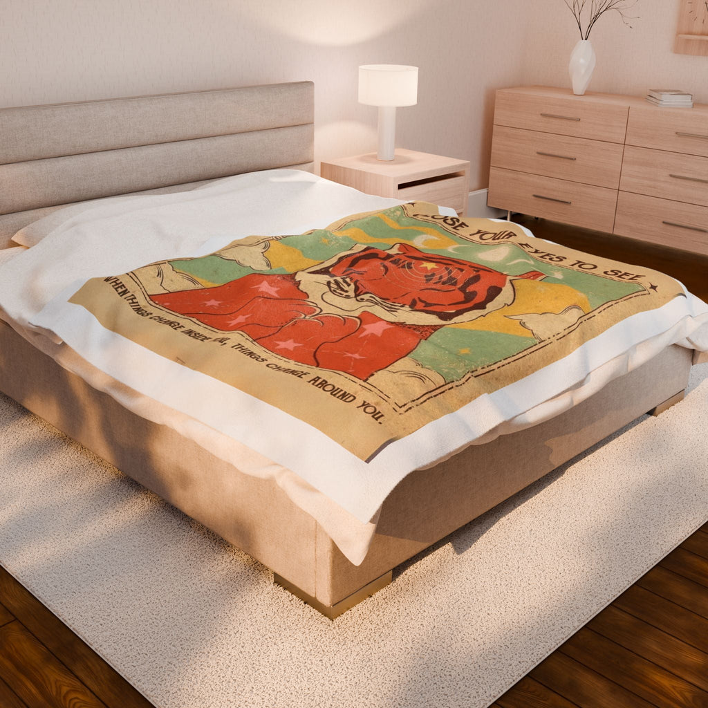 Wrap Your Soul in Comfort & Intention Tiger Dreams Inspirational Velveteen Plush Blanket, Cozy Throw for Meditation, Dreamy Gift for Yoga Lovers, Home Decor, Unique Gift Idea - Metamorphosis Creations