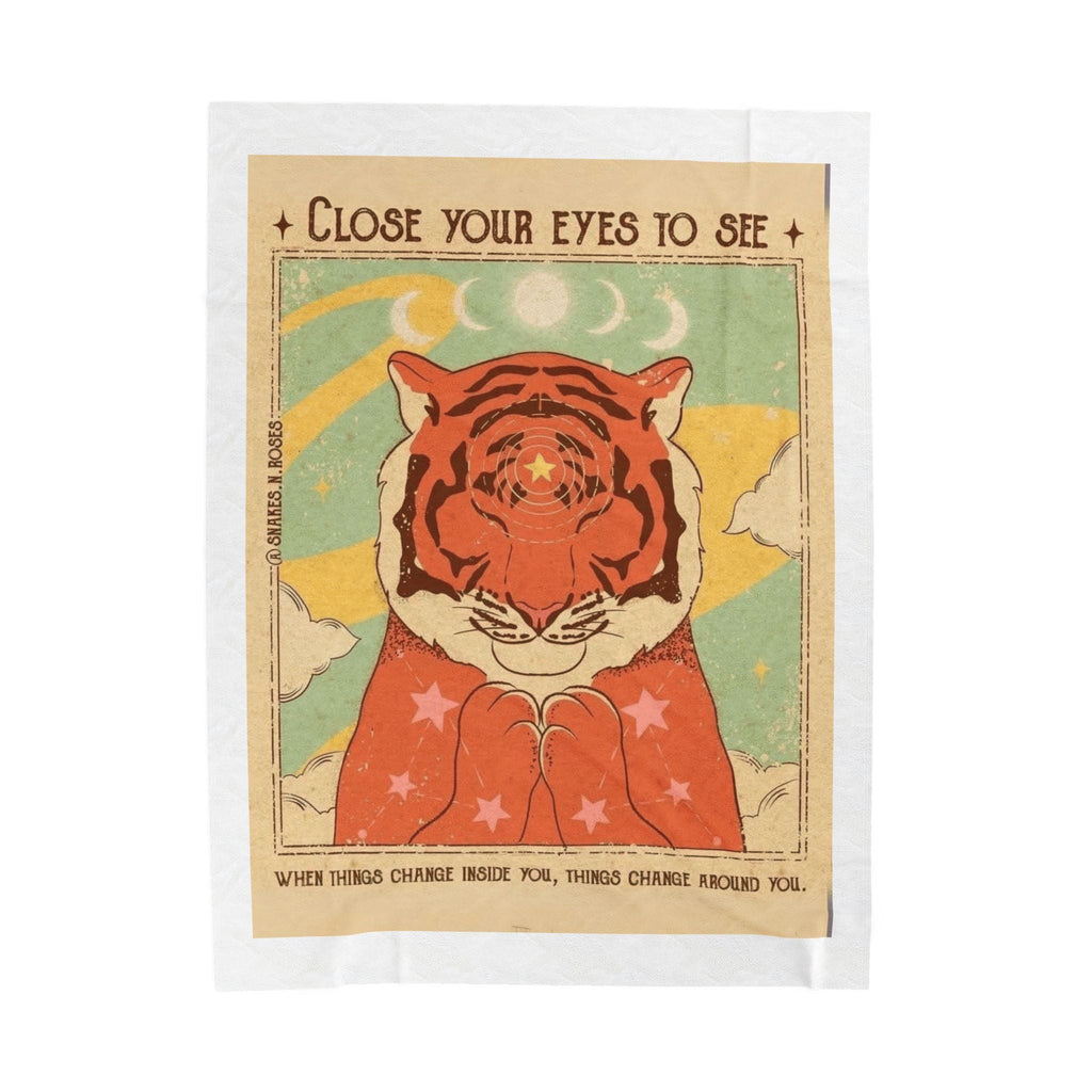Wrap Your Soul in Comfort & Intention Tiger Dreams Inspirational Velveteen Plush Blanket, Cozy Throw for Meditation, Dreamy Gift for Yoga Lovers, Home Decor, Unique Gift Idea - Metamorphosis Creations
