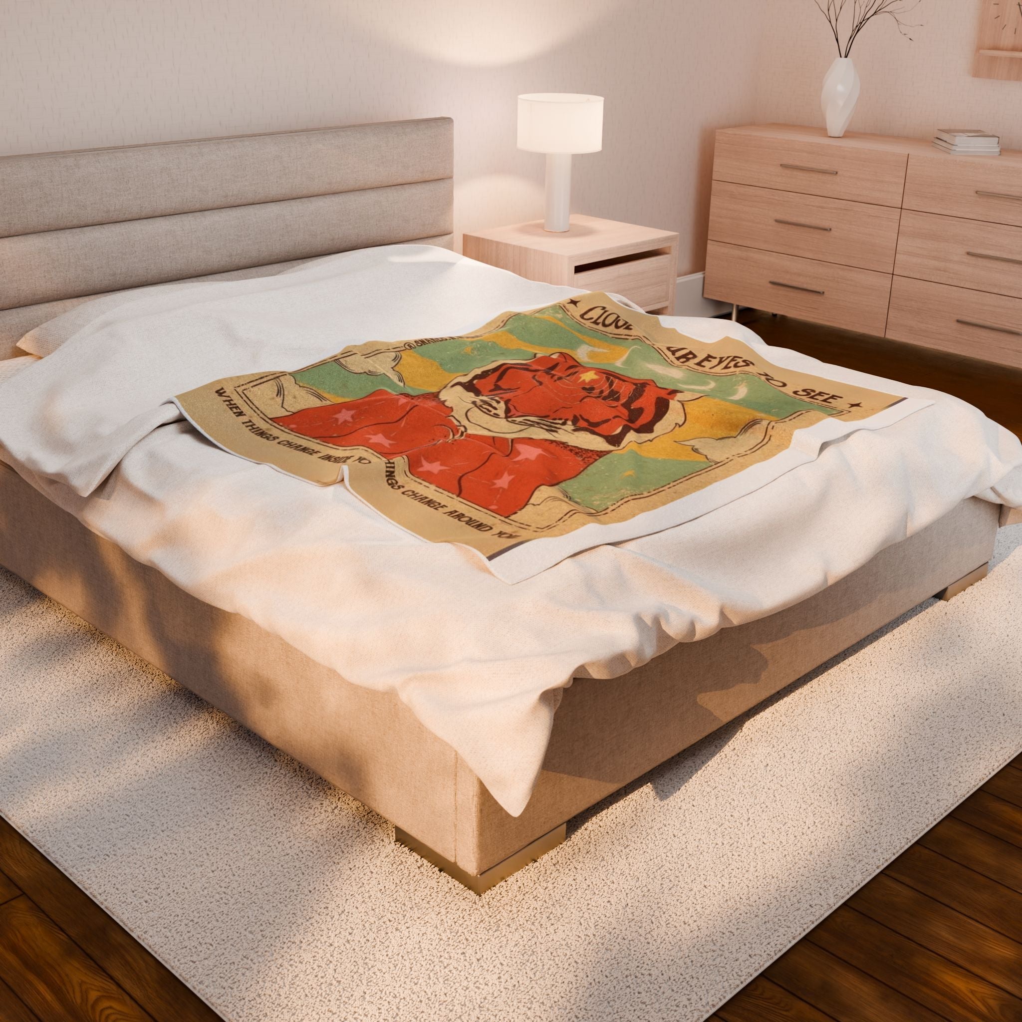 Wrap Your Soul in Comfort & Intention Tiger Dreams Inspirational Velveteen Plush Blanket, Cozy Throw for Meditation, Dreamy Gift for Yoga Lovers, Home Decor, Unique Gift Idea - Metamorphosis Creations