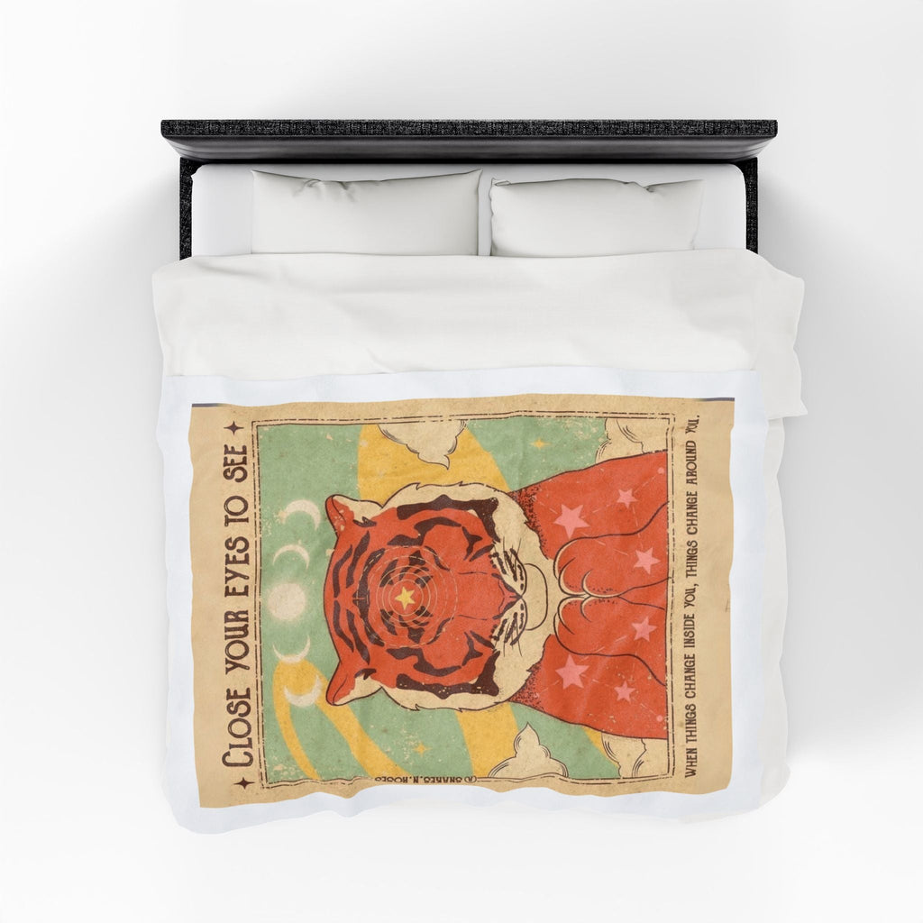 Wrap Your Soul in Comfort & Intention Tiger Dreams Inspirational Velveteen Plush Blanket, Cozy Throw for Meditation, Dreamy Gift for Yoga Lovers, Home Decor, Unique Gift Idea - Metamorphosis Creations