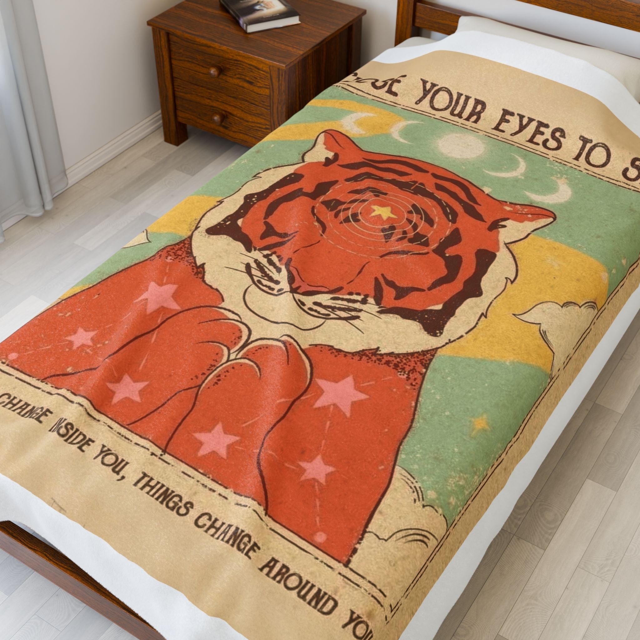 Wrap Your Soul in Comfort & Intention Tiger Dreams Inspirational Velveteen Plush Blanket, Cozy Throw for Meditation, Dreamy Gift for Yoga Lovers, Home Decor, Unique Gift Idea - Metamorphosis Creations