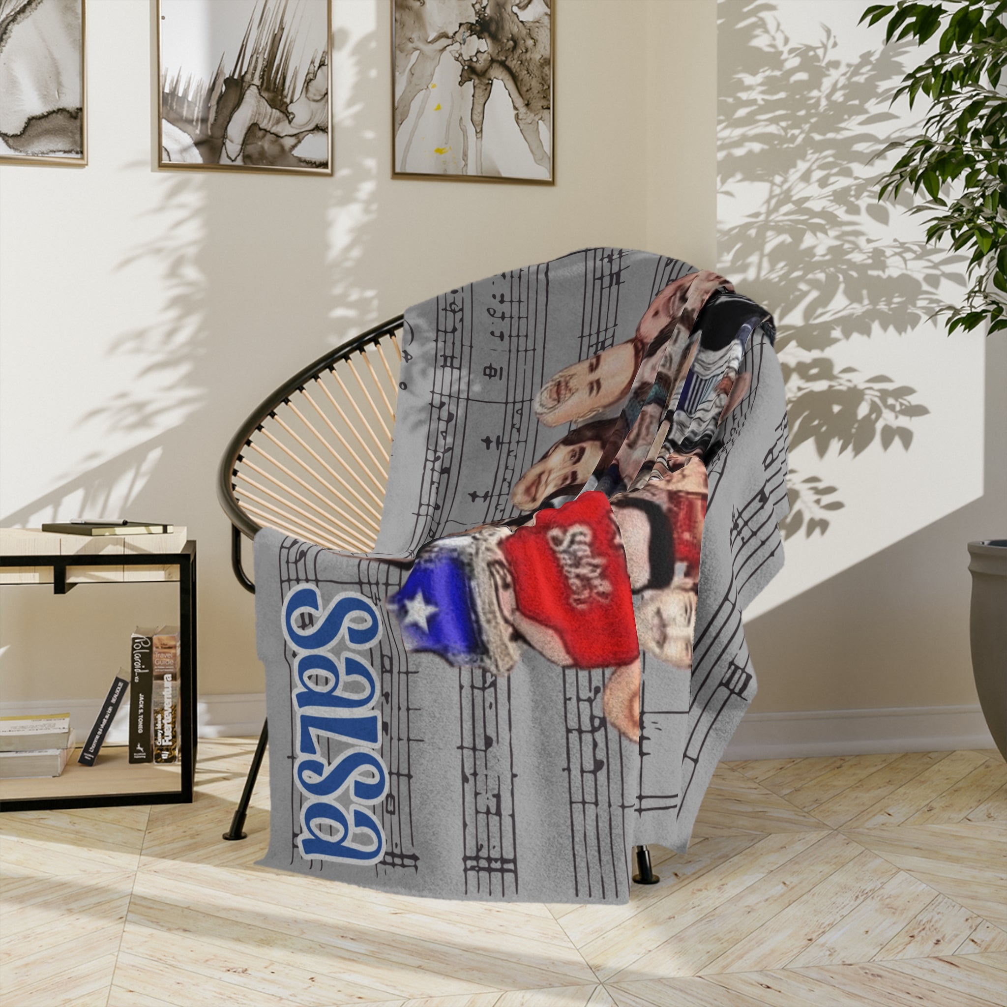 Wrap Yourself in Rhythm & Sabor Salsa Music Velveteen Microfiber Blanket | Cozy Throw for Music Lovers, Home Decor, Gifts, Jazz Nights, Chill Vibes - Metamorphosis Creations