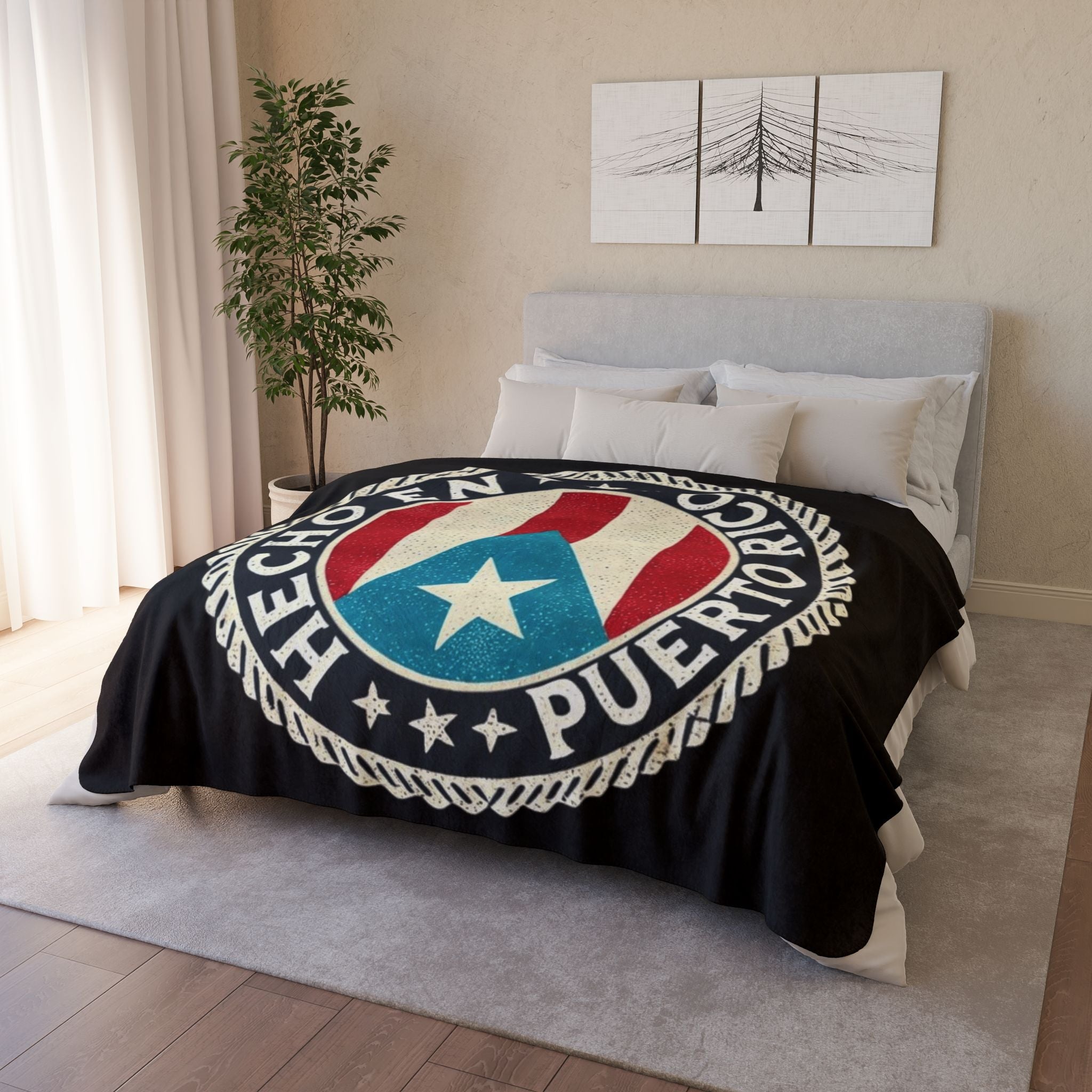 YO SOY DE Puerto Rico Fleece Sherpa Blanket, Soft Blanket for Home, Great Gift for Puerto Rican Heritage, Warm Throw for All Occasions - Metamorphosis Creations