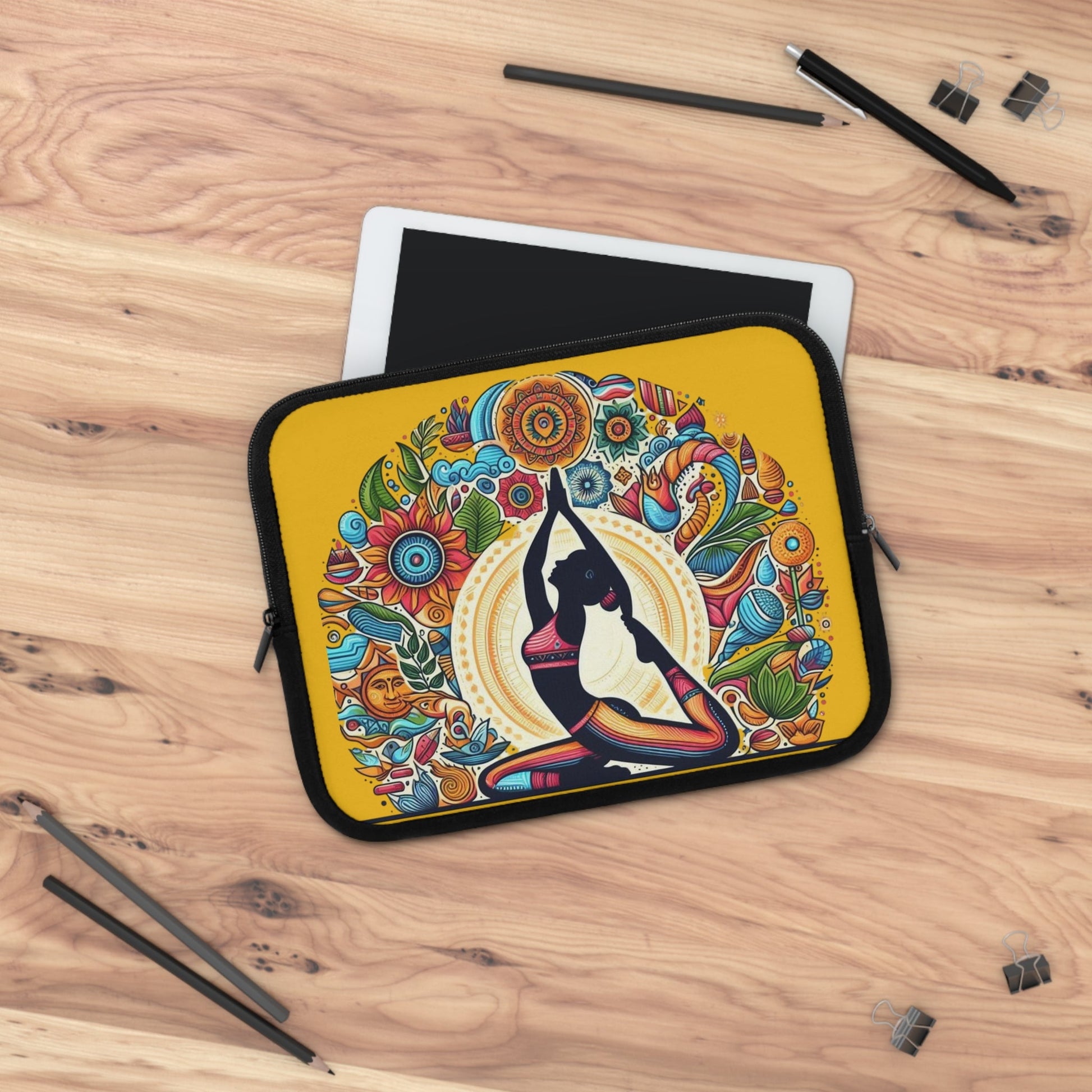 Yoga - Inspired Laptop Sleeve, Bohemian Laptop Case, Artful MacBook Sleeve, Meditation Gift, Colorful Tech Pouch - Metamorphosis Creations
