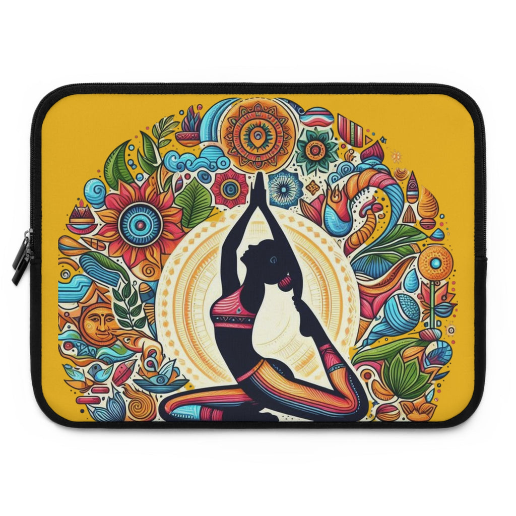 Yoga - Inspired Laptop Sleeve, Bohemian Laptop Case, Artful MacBook Sleeve, Meditation Gift, Colorful Tech Pouch - Metamorphosis Creations
