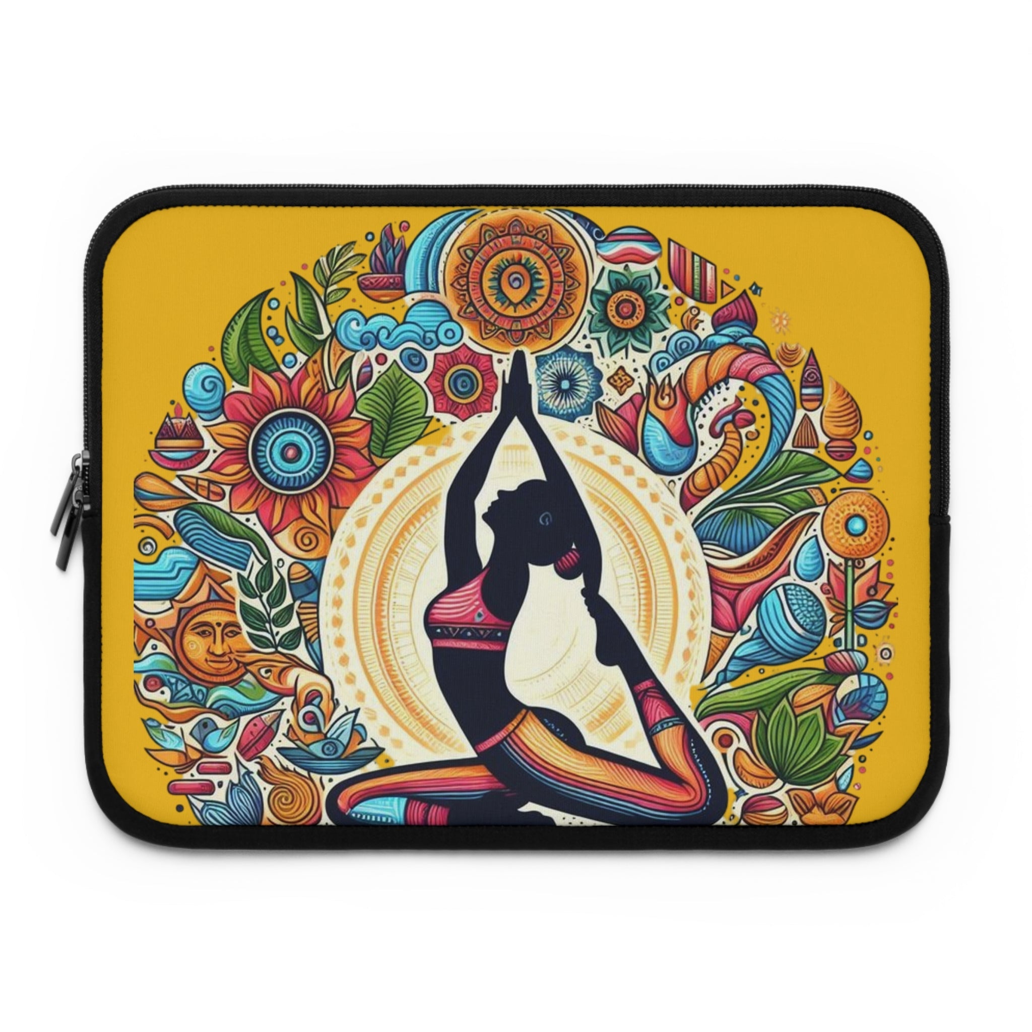 Yoga - Inspired Laptop Sleeve, Bohemian Laptop Case, Artful MacBook Sleeve, Meditation Gift, Colorful Tech Pouch - Metamorphosis Creations