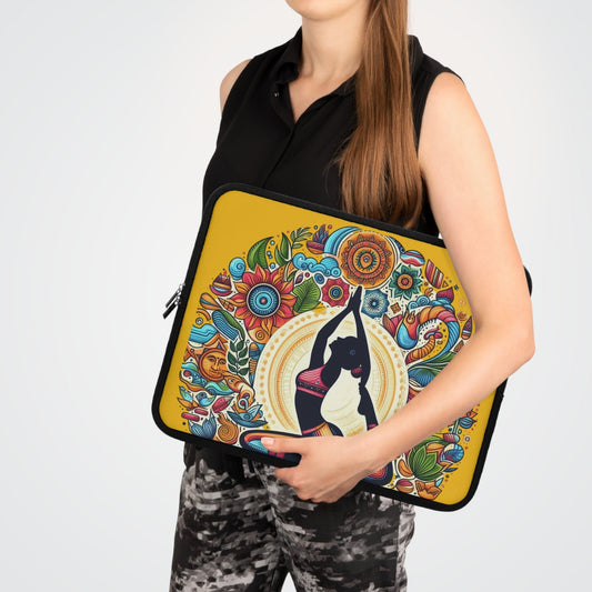 Yoga - Inspired Laptop Sleeve, Bohemian Laptop Case, Artful MacBook Sleeve, Meditation Gift, Colorful Tech Pouch - Metamorphosis Creations